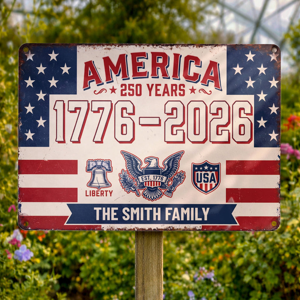 Personalized Metal Sign Custom Family Name USA Eagle Gift Metal Sign GradoCreations