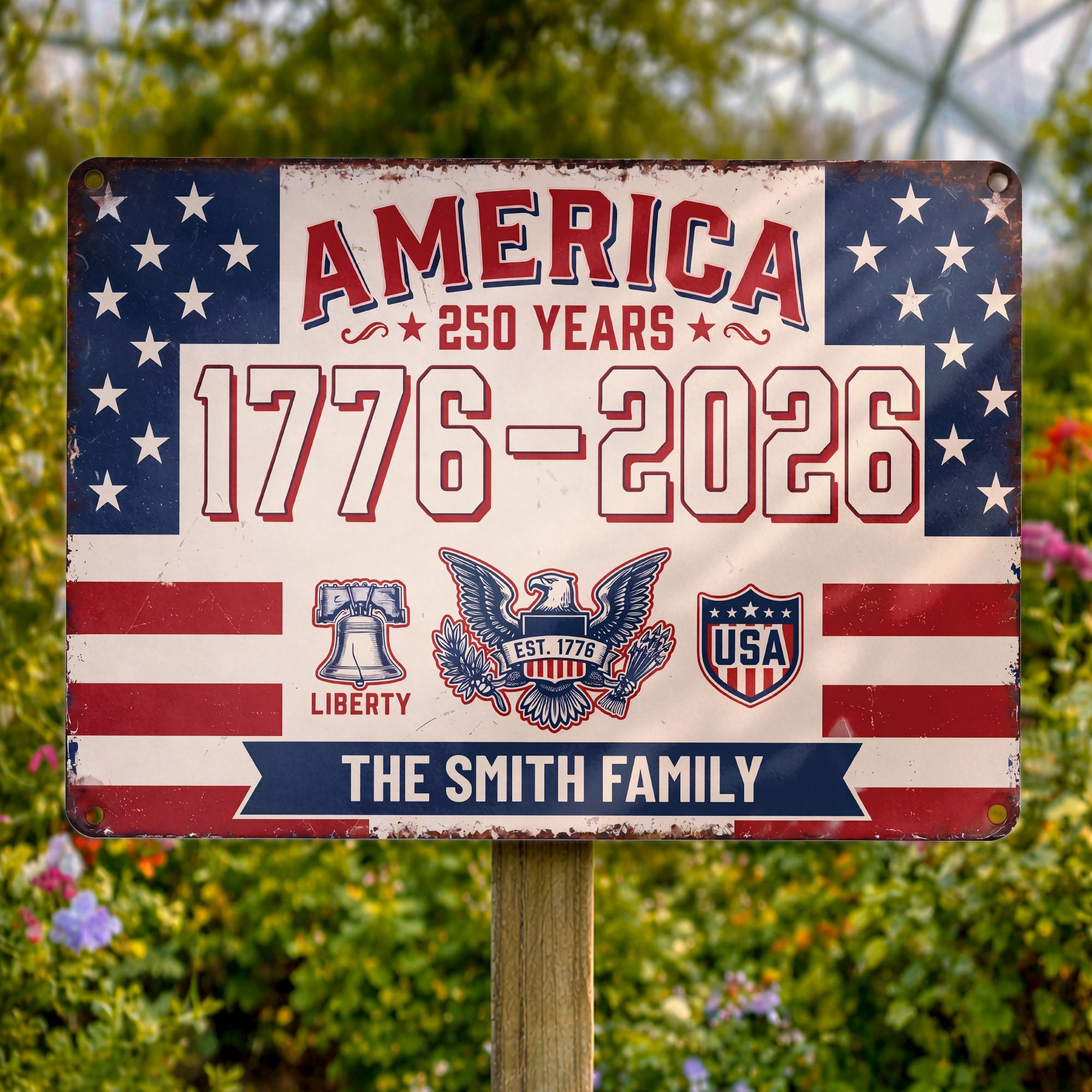 Personalized Metal Sign Custom Family Name USA Eagle Gift Metal Sign GradoCreations