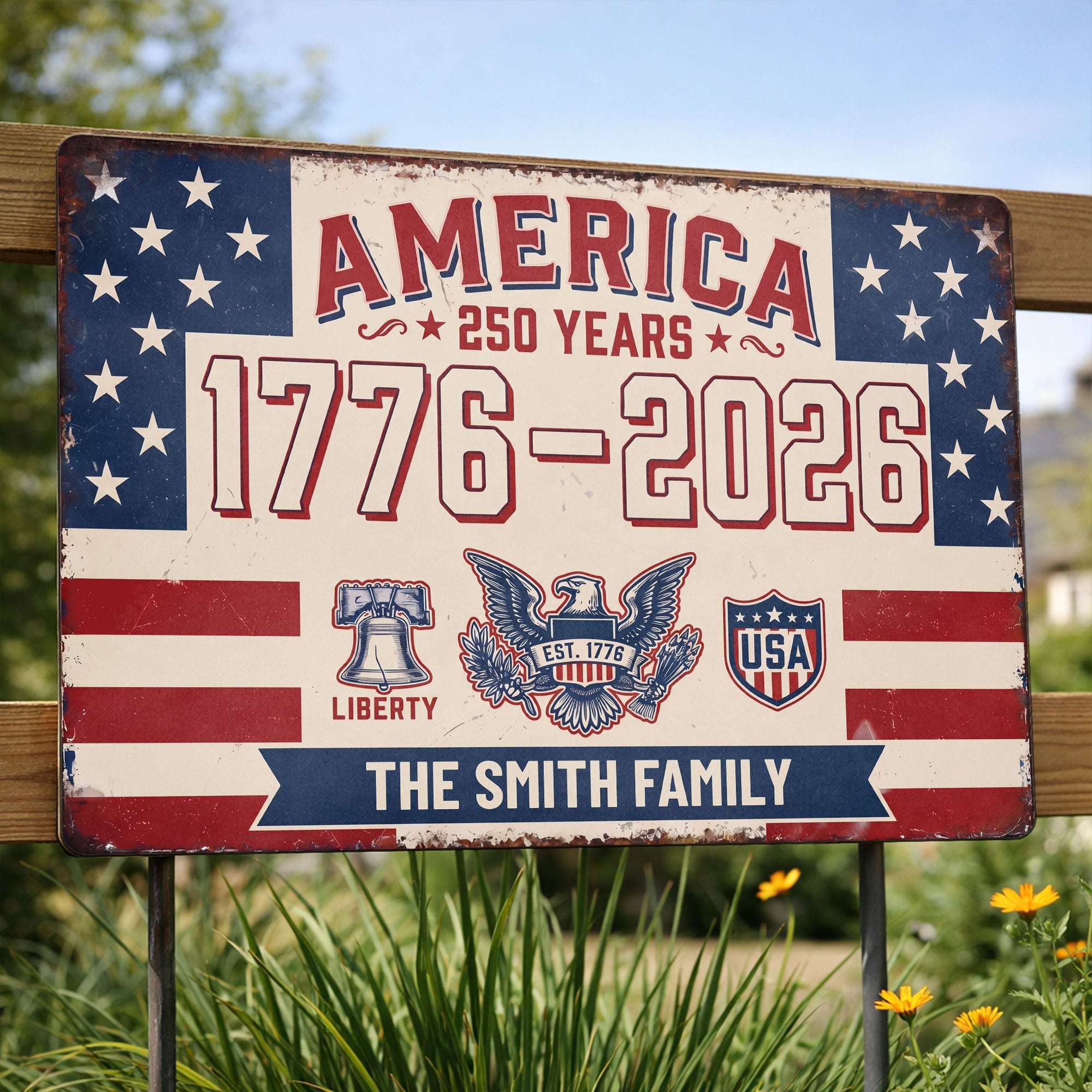 Personalized Metal Sign Custom Family Name USA Eagle Gift Metal Sign GradoCreations
