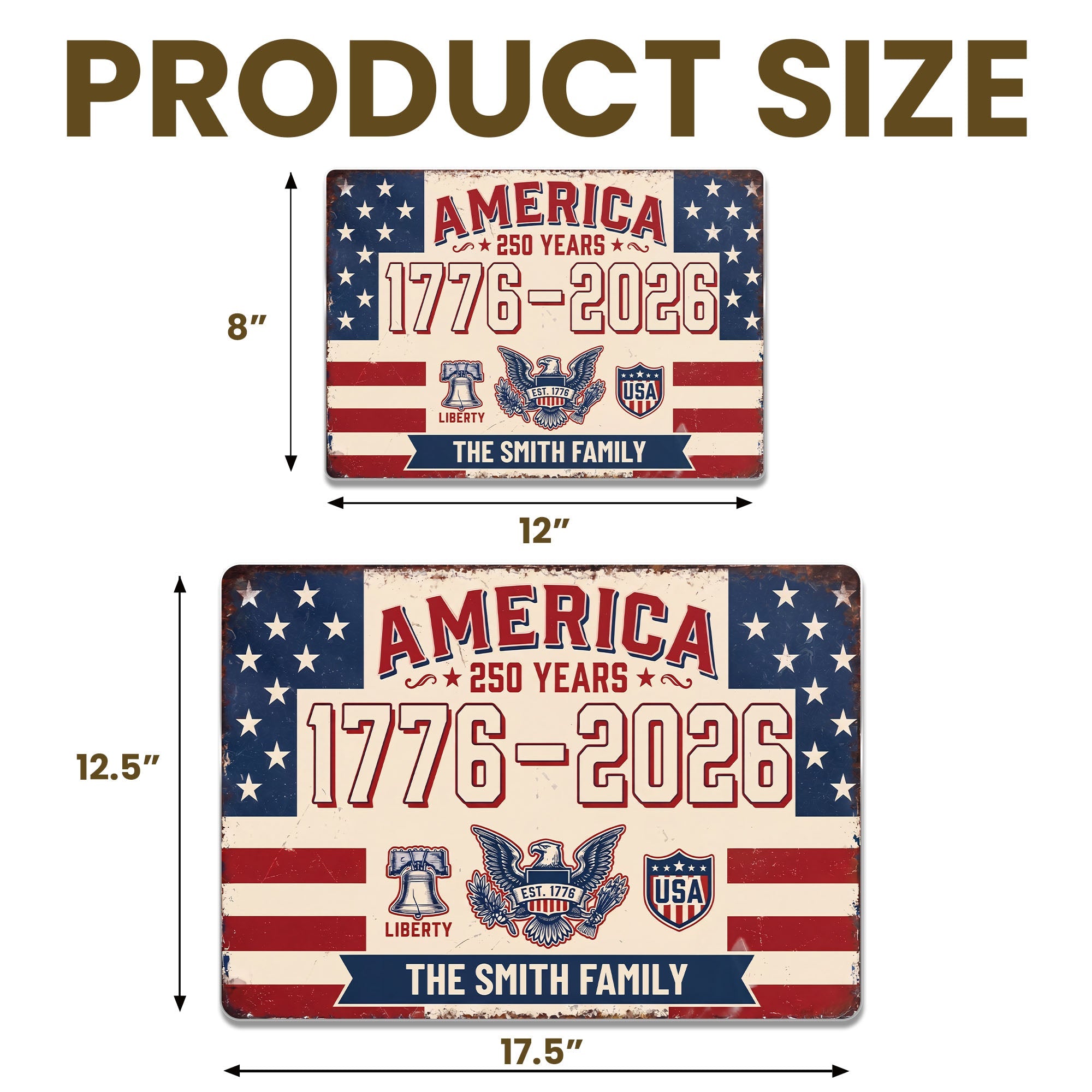 Personalized Metal Sign Custom Family Name USA Eagle Gift Metal Sign GradoCreations