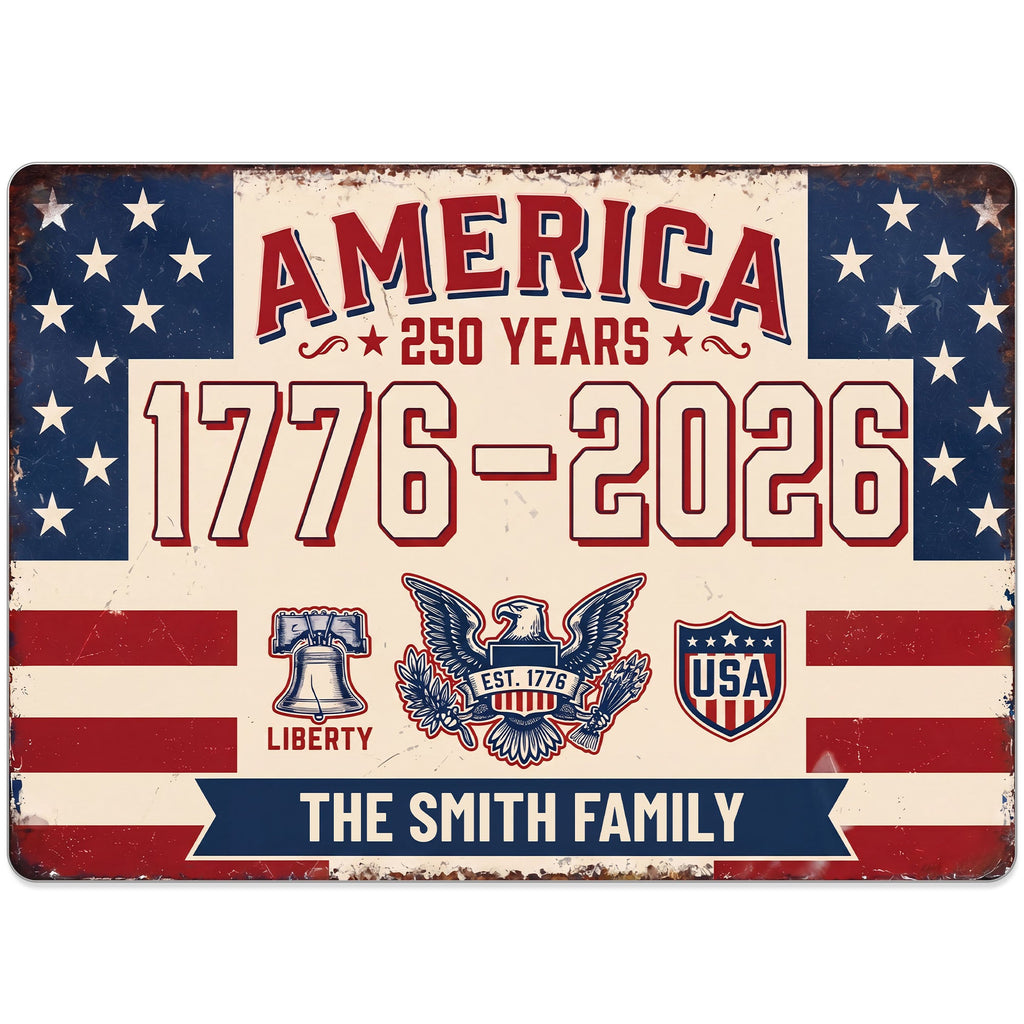 Personalized Metal Sign Custom Family Name USA Eagle Gift Metal Sign GradoCreations