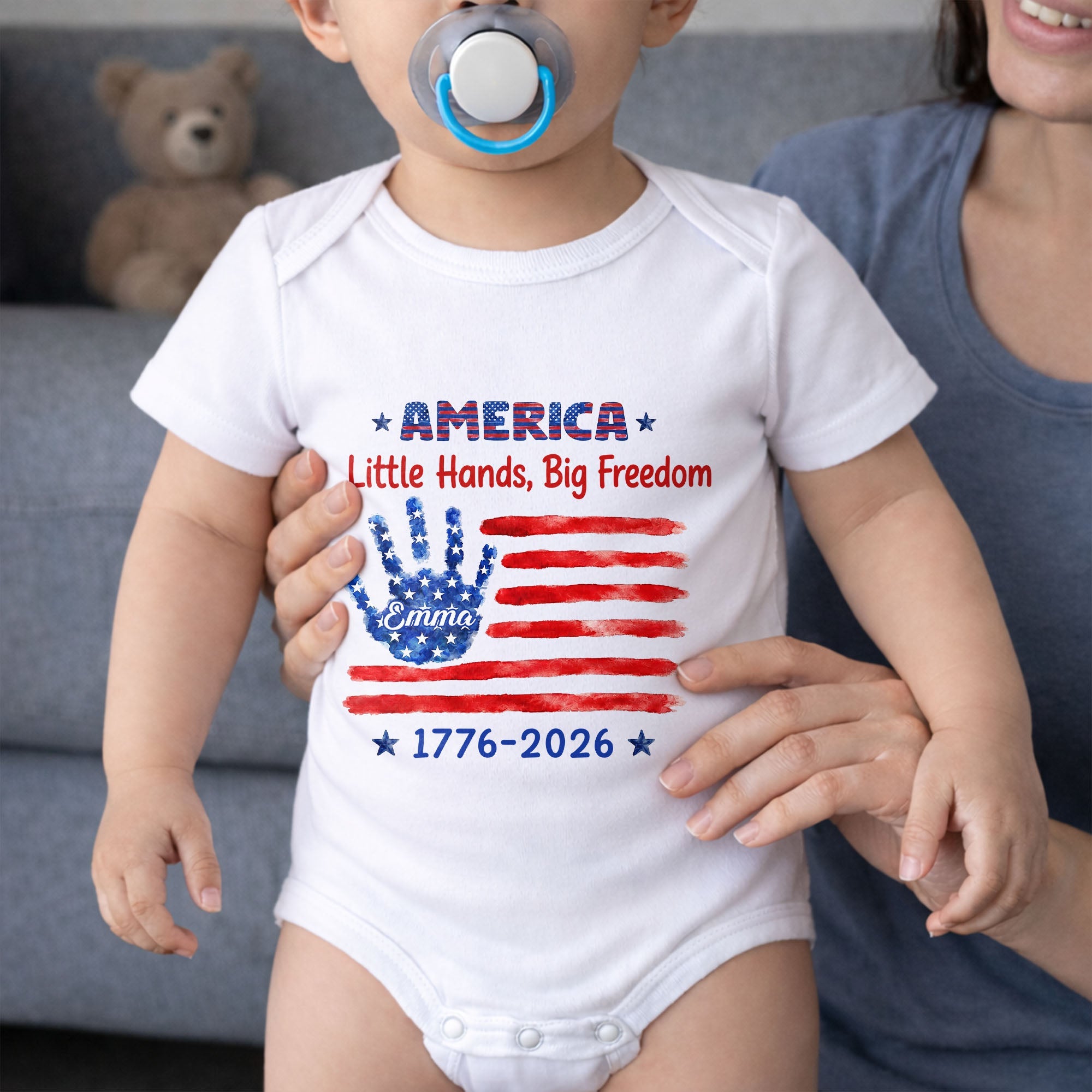 Personalized Baby Onesie America Flag Custom Name Gift Baby Onesie GradoCreations