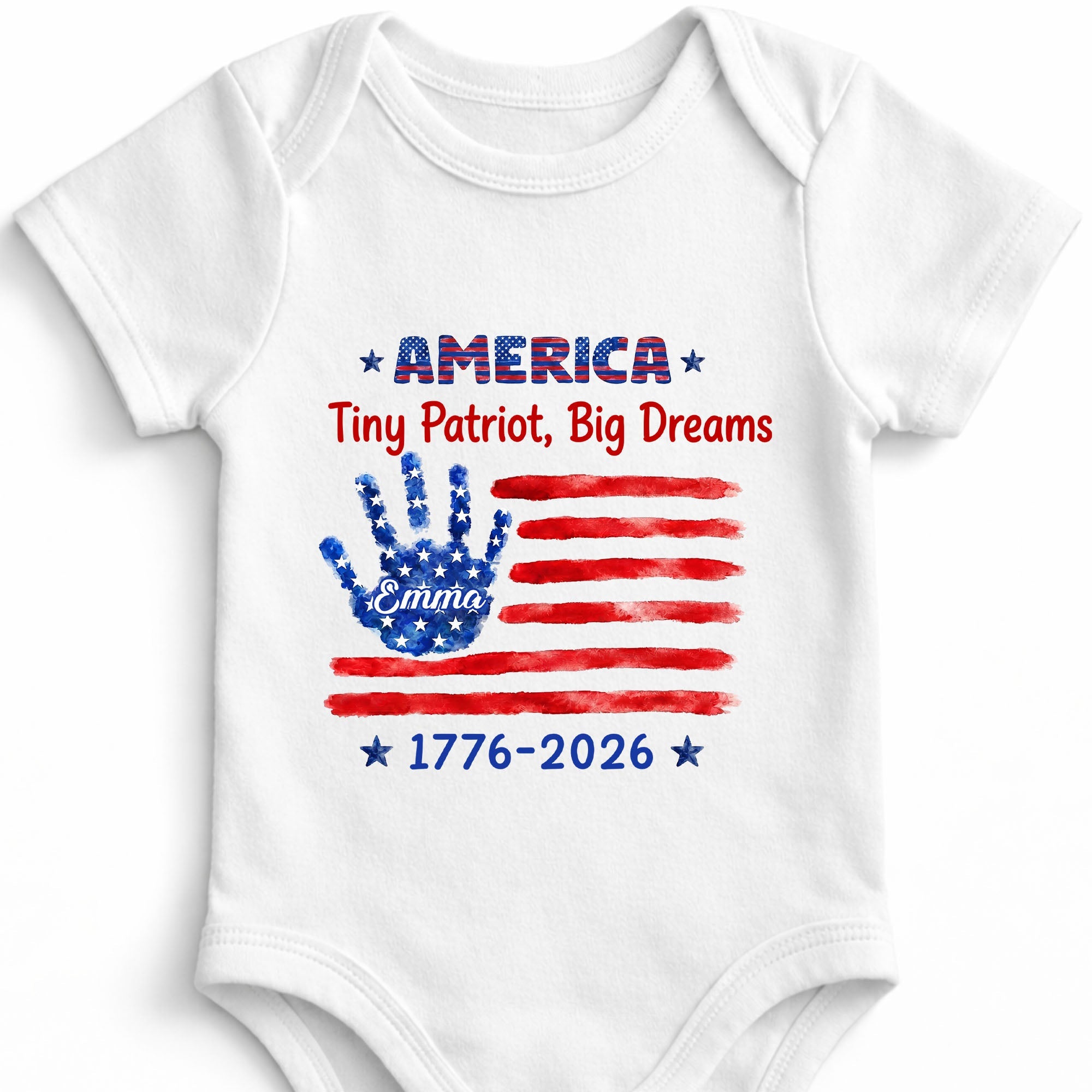 Personalized American Flag Baby Onesie Custom Name Gift for 4th of July Baby Onesie GradoCreations