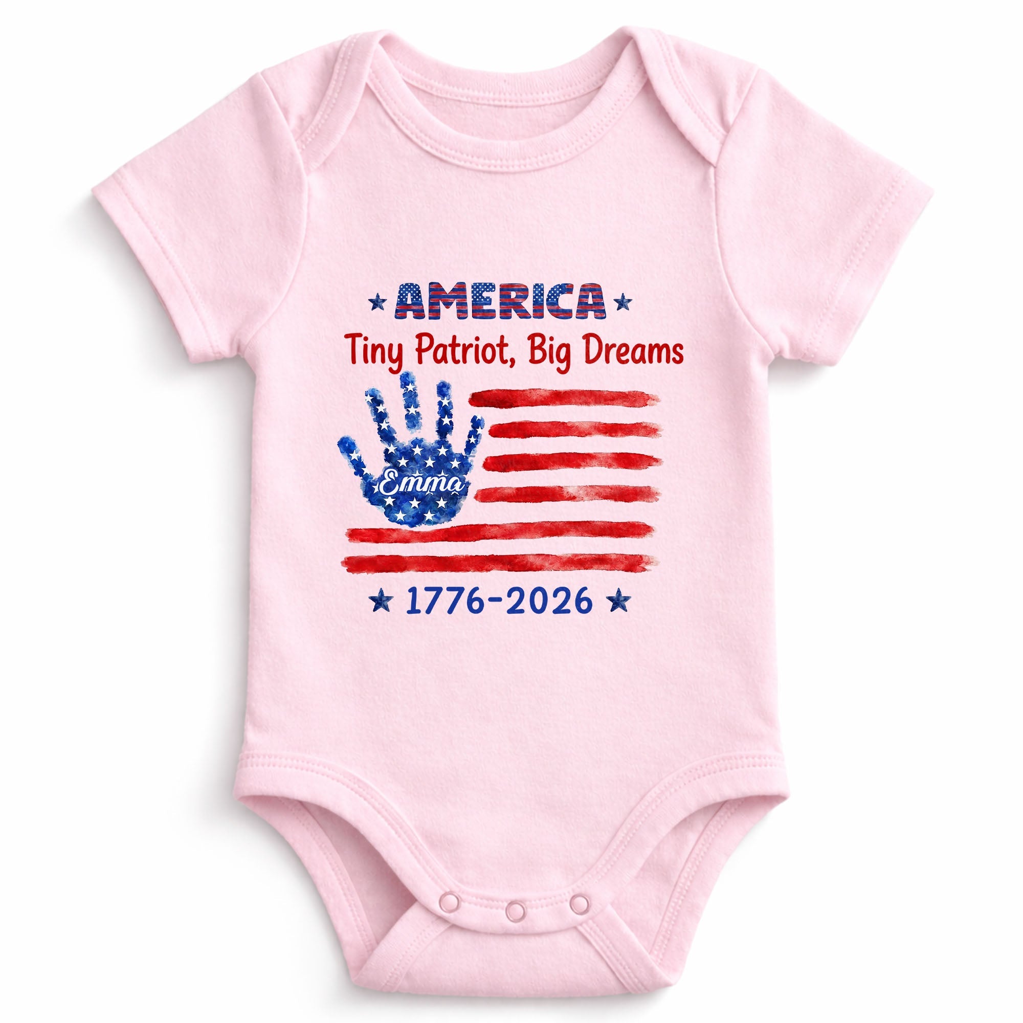 Personalized American Flag Baby Onesie Custom Name Gift for 4th of July Baby Onesie GradoCreations