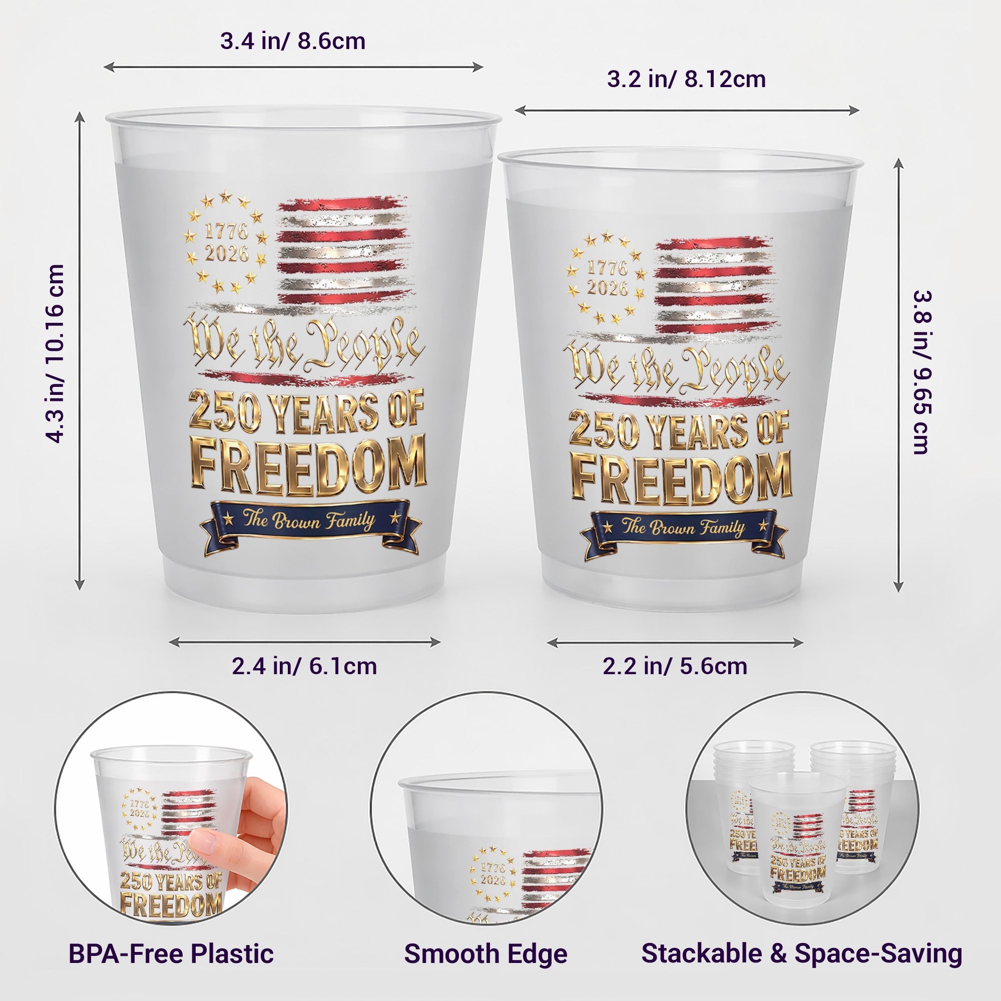 Personalized Frosted Cups Custom Name Gift for 4th of July Frosted Cups GradoCreations