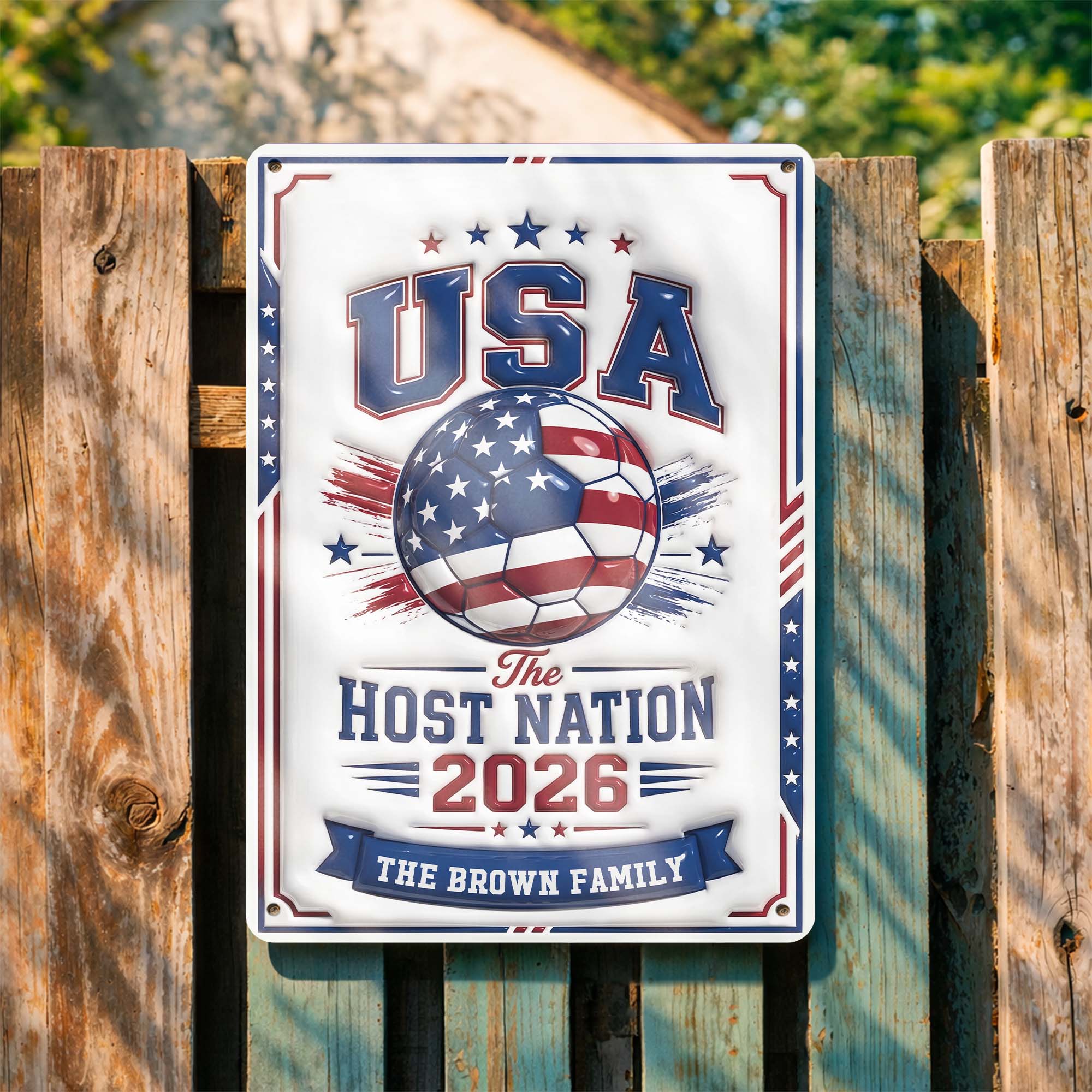 Personalized Metal Sign Custom Name USA Flag Gift for Soccer Lovers Metal Sign GradoCreations
