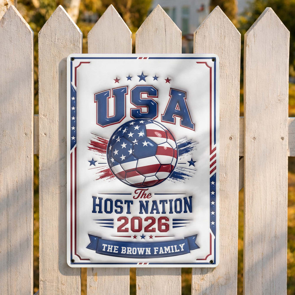Personalized Metal Sign Custom Name USA Flag Gift for Soccer Lovers Metal Sign GradoCreations
