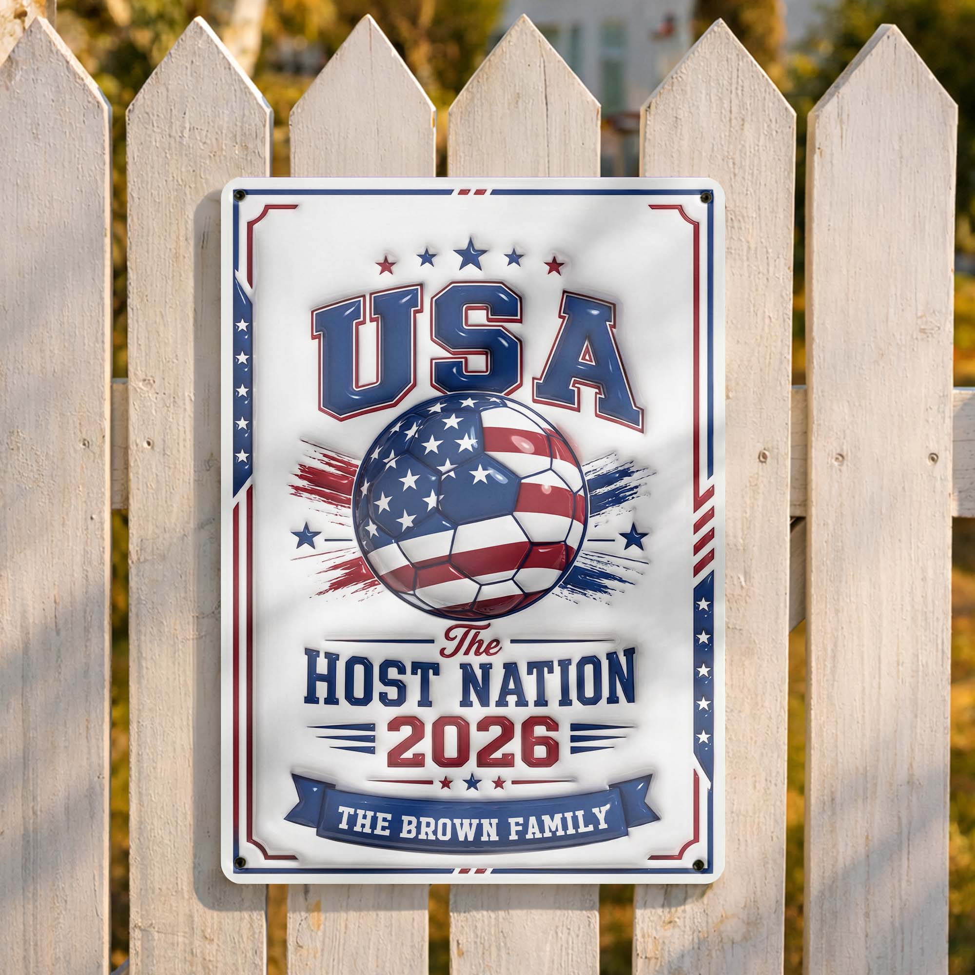 Personalized Metal Sign Custom Name USA Flag Gift for Soccer Lovers Metal Sign GradoCreations