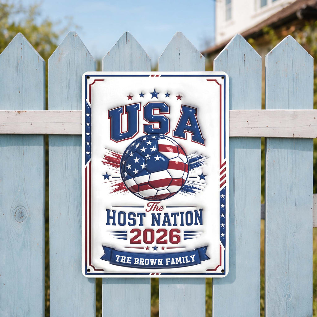 Personalized Metal Sign Custom Name USA Flag Gift for Soccer Lovers Metal Sign GradoCreations