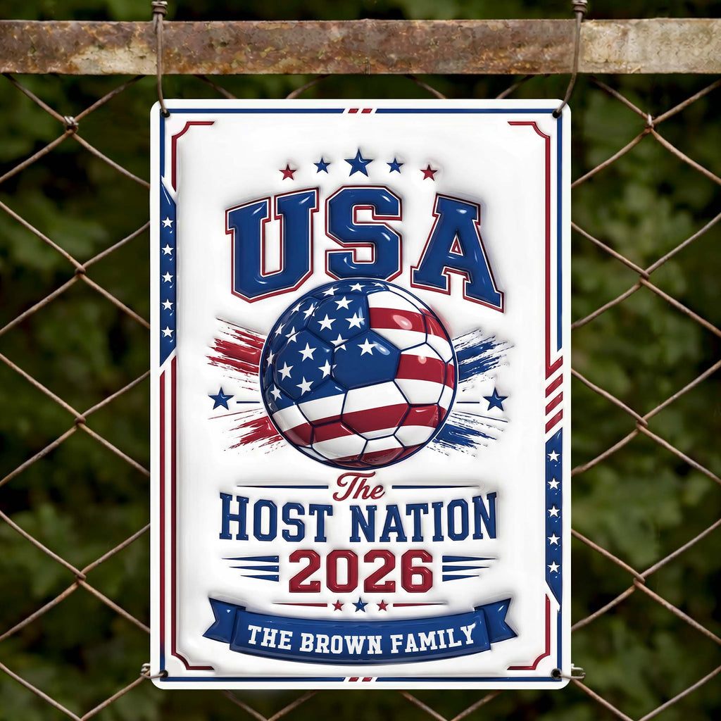 Personalized Metal Sign Custom Name USA Flag Gift for Soccer Lovers Metal Sign GradoCreations