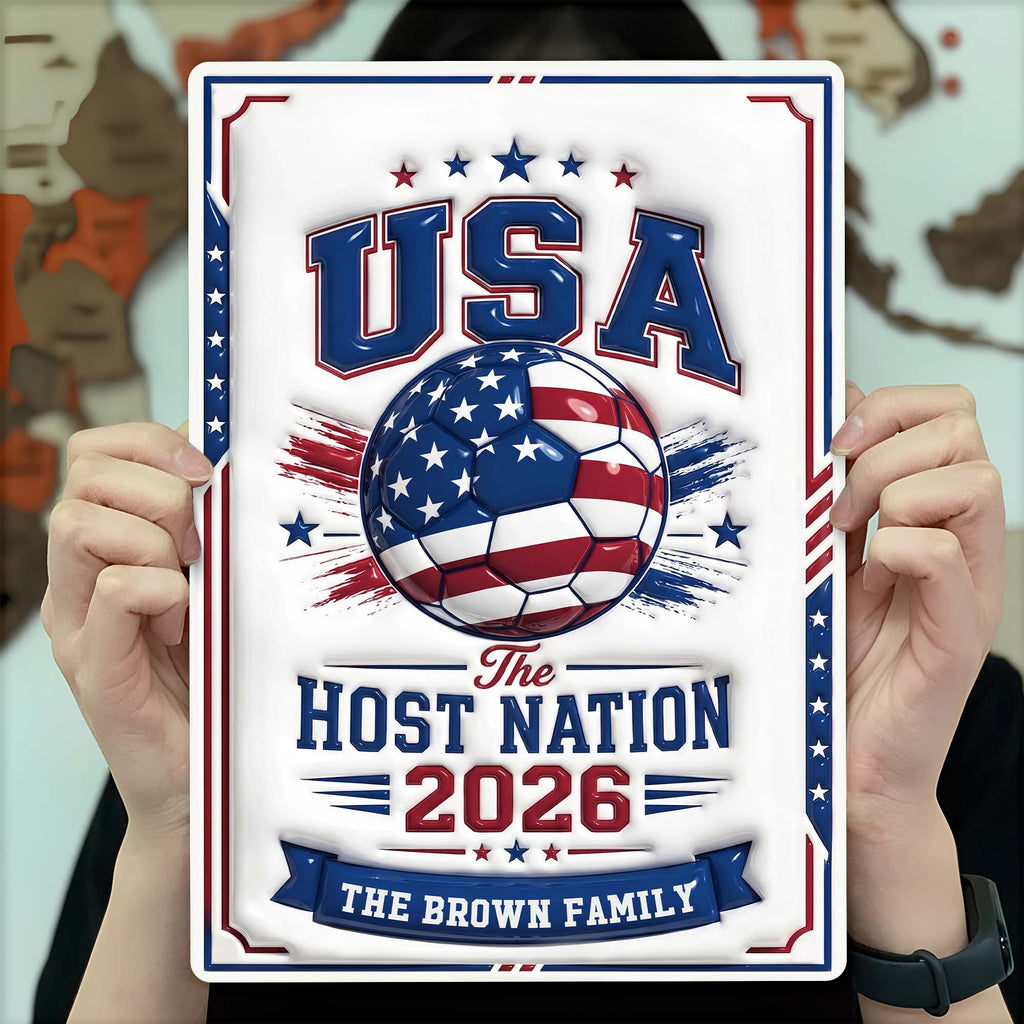 Personalized Metal Sign Custom Name USA Flag Gift for Soccer Lovers Metal Sign GradoCreations