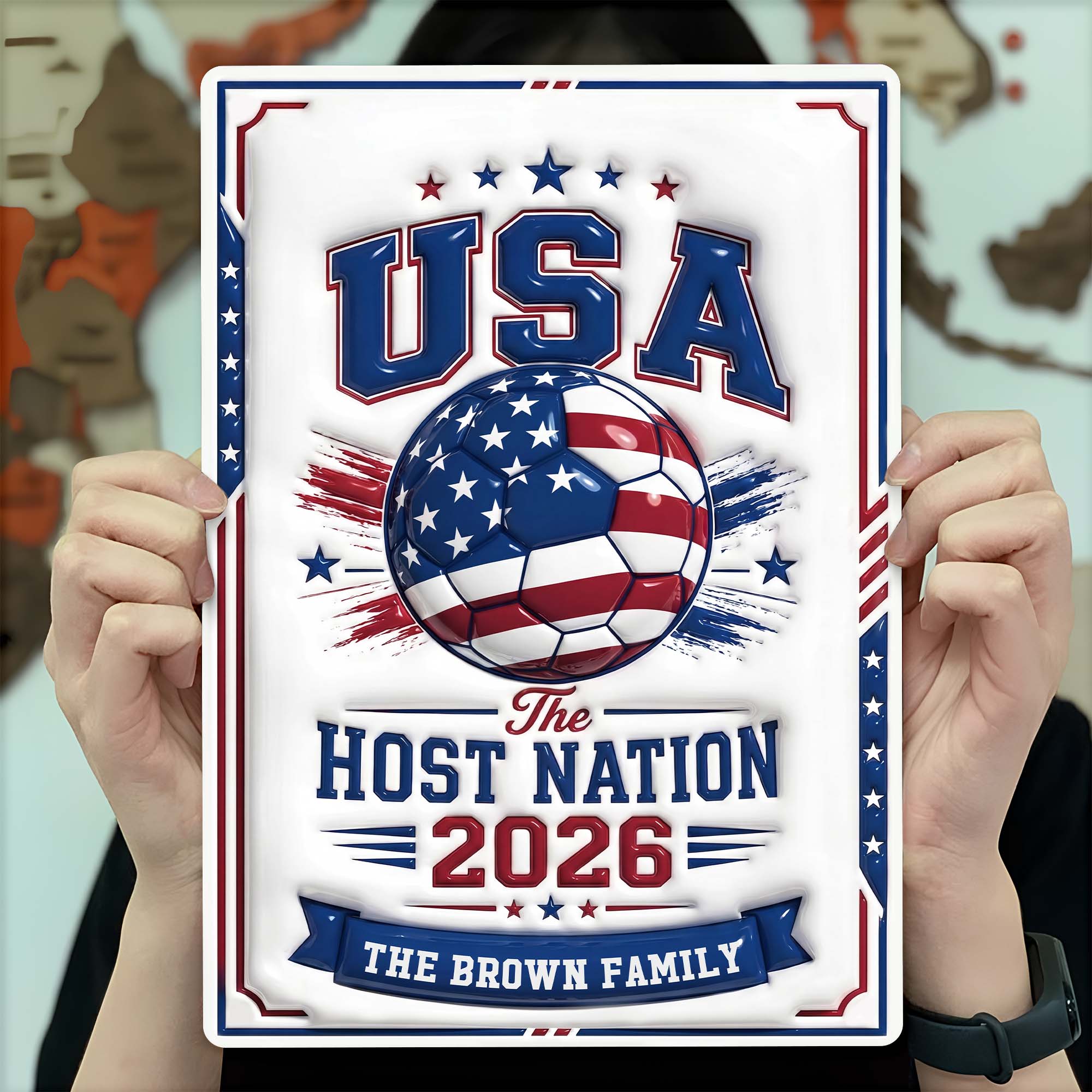 Personalized Metal Sign Custom Name USA Flag Gift for Soccer Lovers Metal Sign GradoCreations
