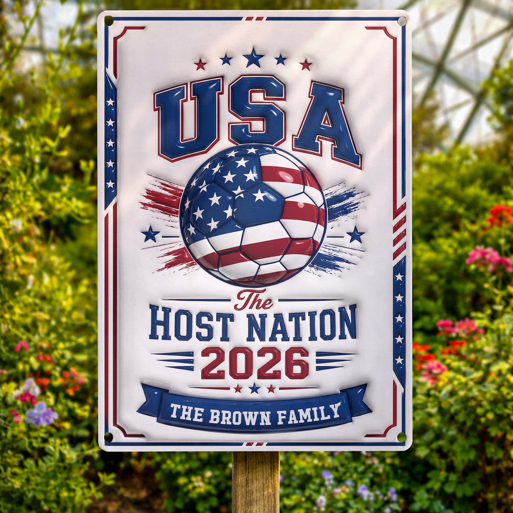 Personalized Metal Sign Custom Name USA Flag Gift for Soccer Lovers Metal Sign GradoCreations