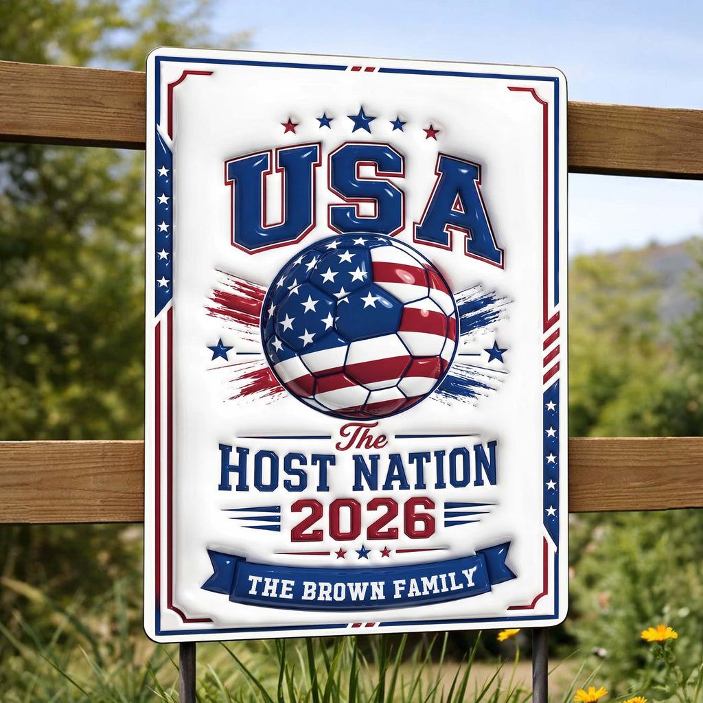 Personalized Metal Sign Custom Name USA Flag Gift for Soccer Lovers Metal Sign GradoCreations