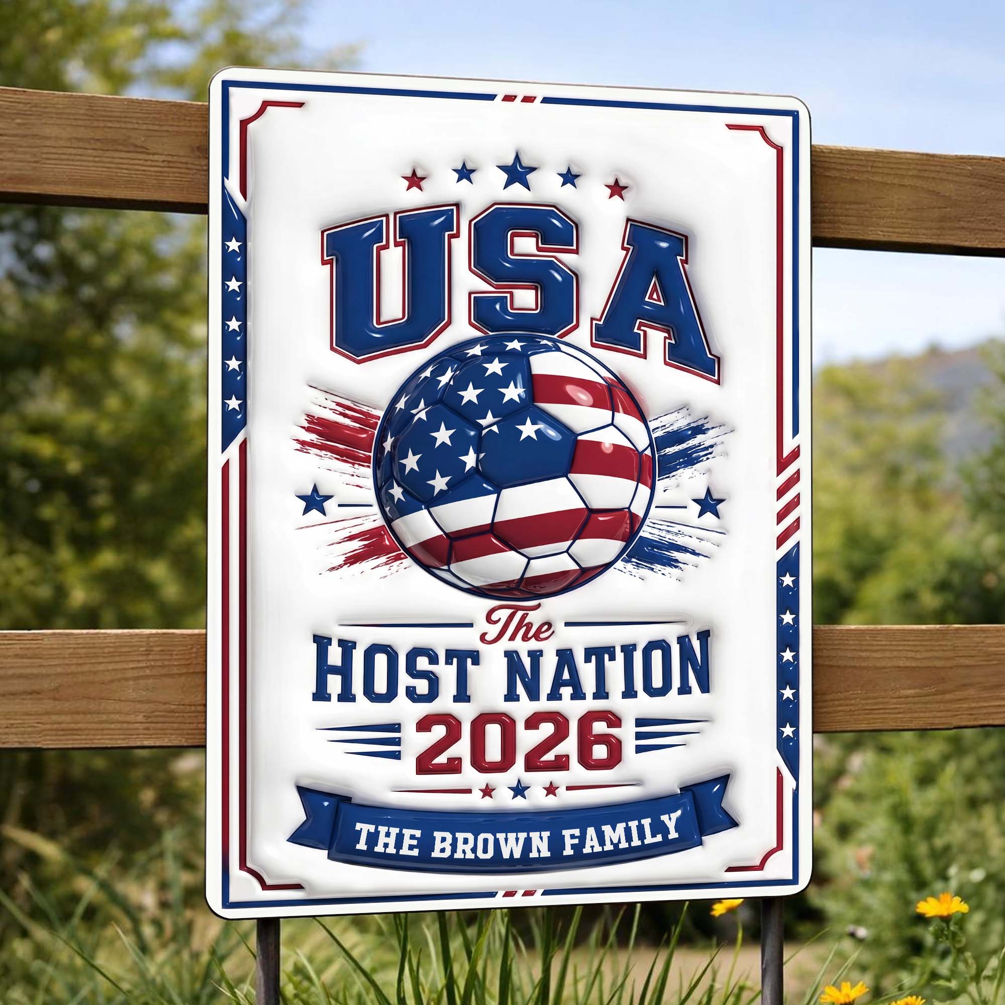 Personalized Metal Sign Custom Name USA Flag Gift for Soccer Lovers Metal Sign GradoCreations