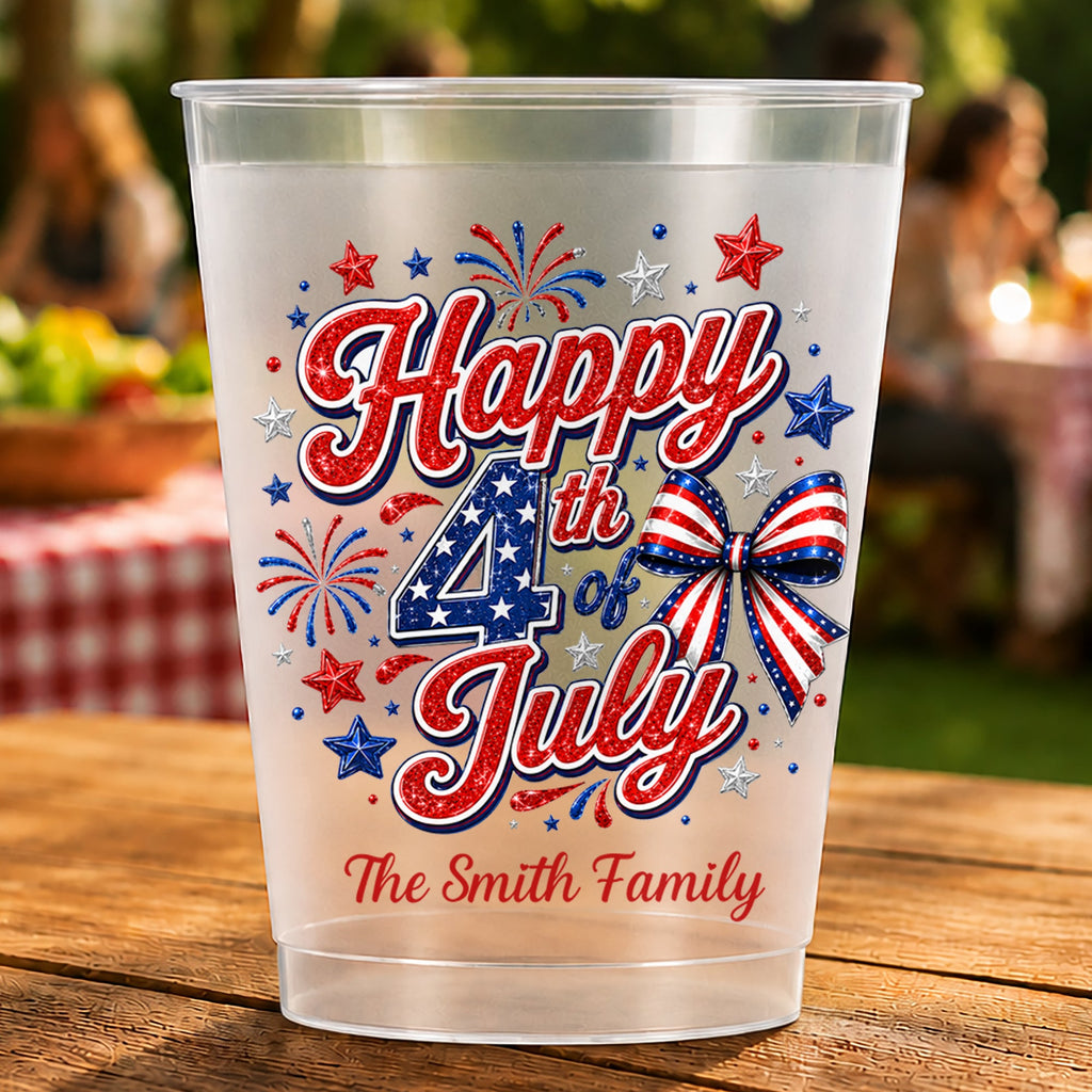 Personalized Frosted Cups with American Flag Custom Name Gift for 4th of July Frosted Cups GradoCreations
