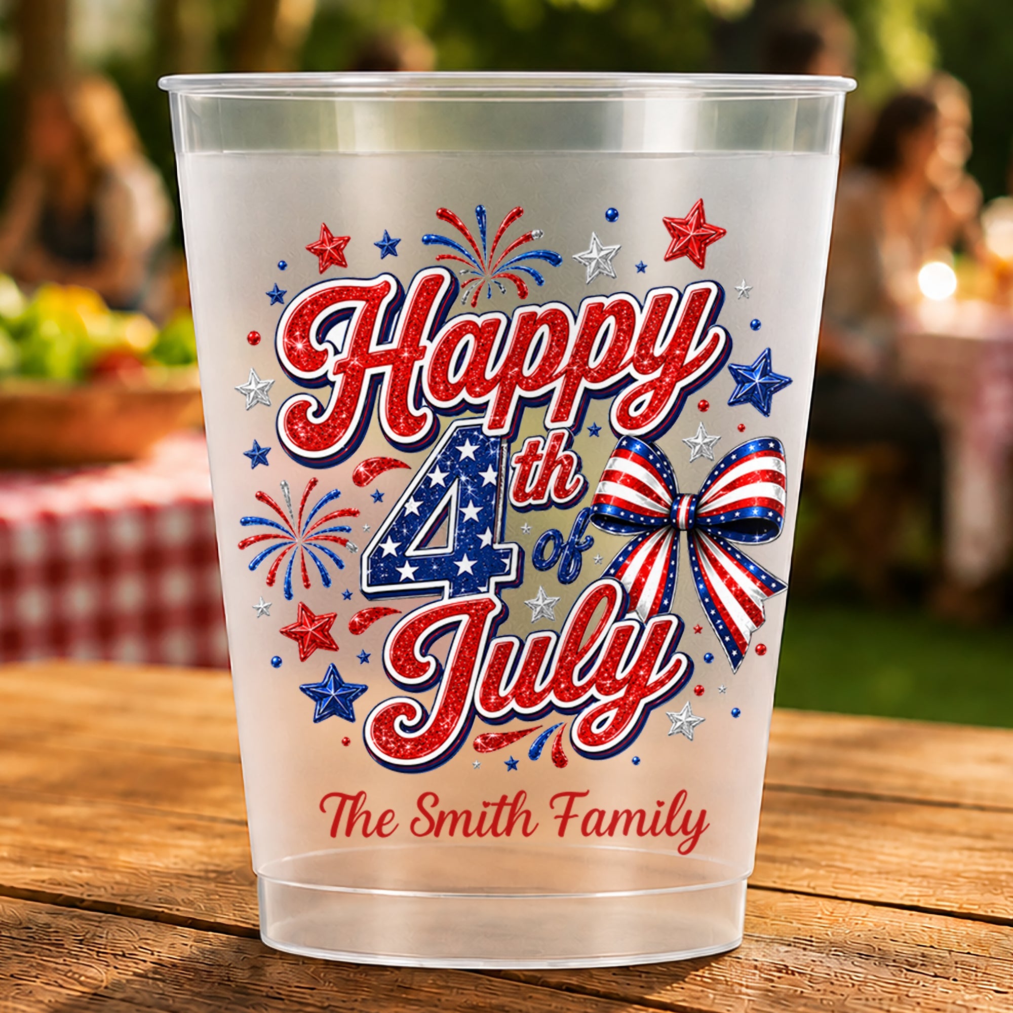 Personalized Frosted Cups with American Flag Custom Name Gift for 4th of July Frosted Cups GradoCreations