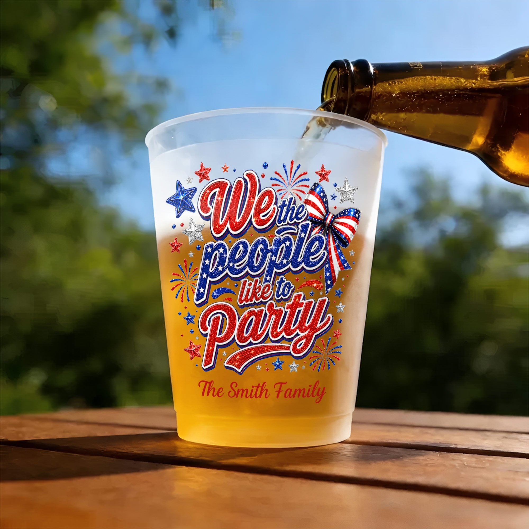 Personalized Frosted Cups with American Flag Custom Name Gift for 4th of July Frosted Cups GradoCreations
