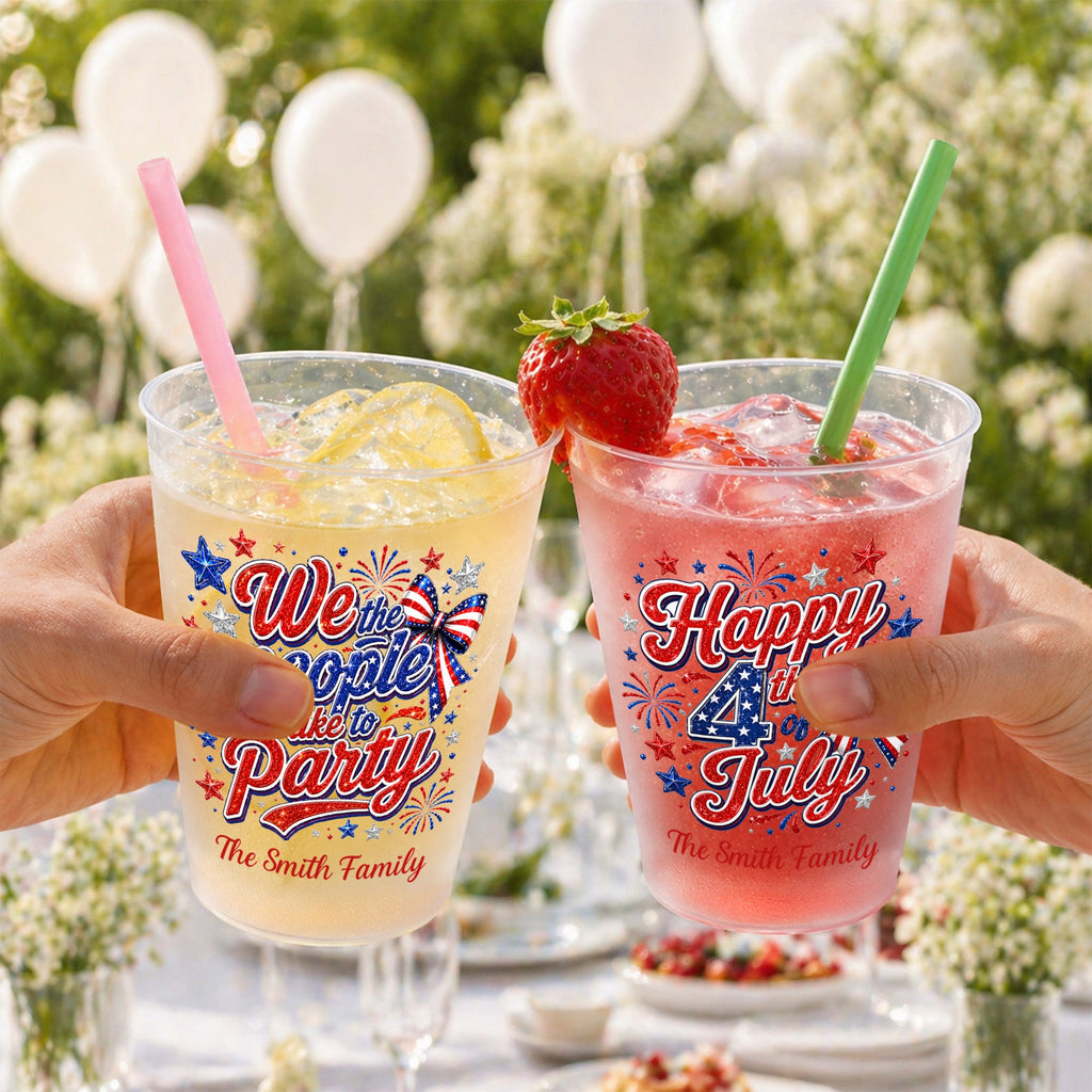 Personalized Frosted Cups with American Flag Custom Name Gift for 4th of July Frosted Cups GradoCreations