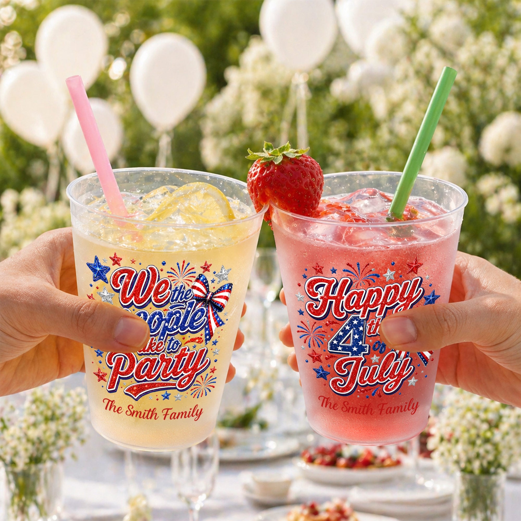 Personalized Frosted Cups with American Flag Custom Name Gift for 4th of July Frosted Cups GradoCreations