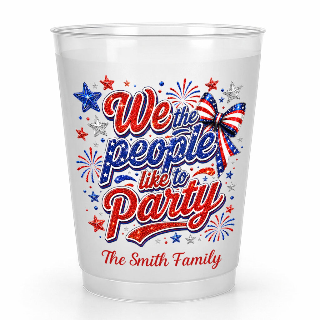 Personalized Frosted Cups with American Flag Custom Name Gift for 4th of July Frosted Cups GradoCreations