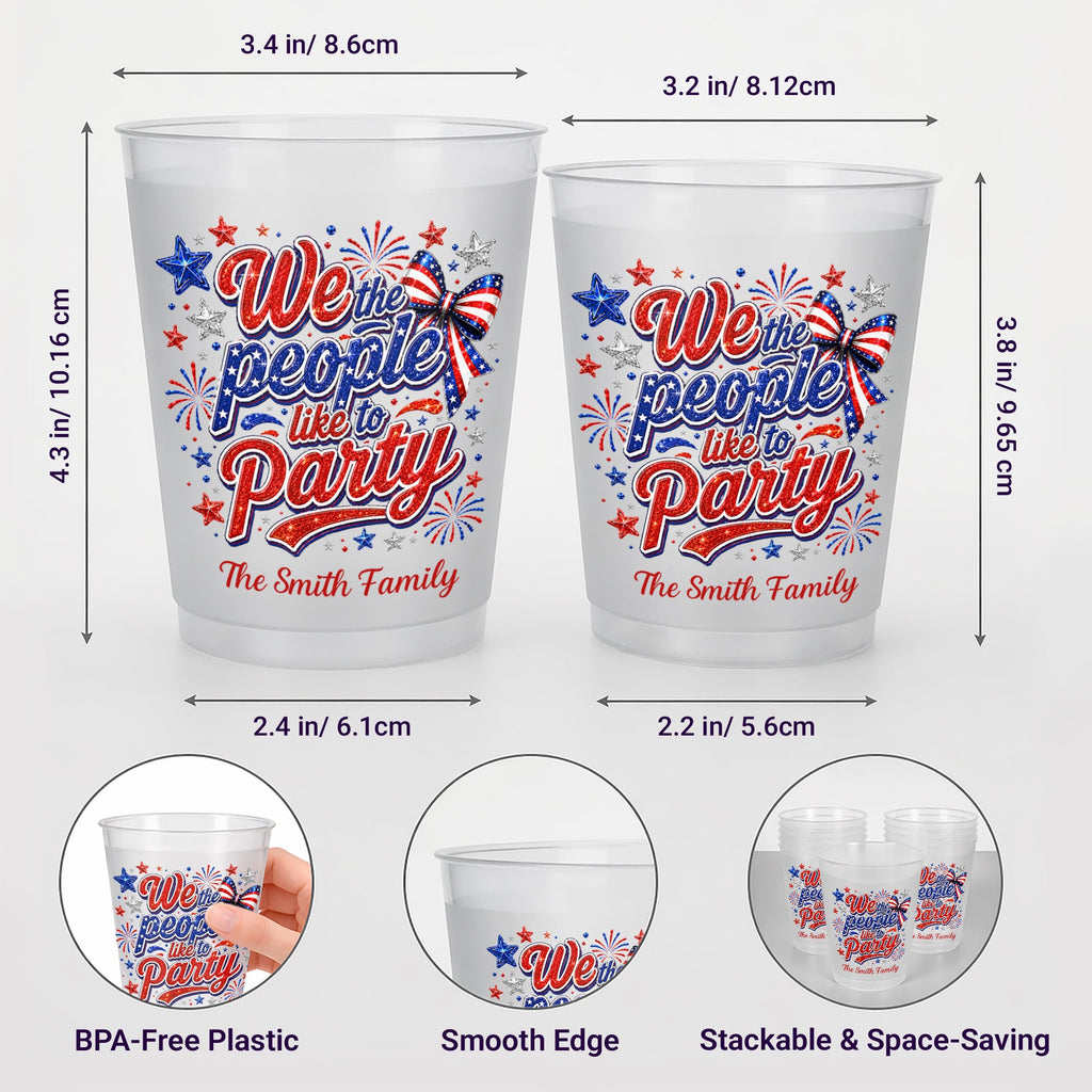 Personalized Frosted Cups with American Flag Custom Name Gift for 4th of July Frosted Cups GradoCreations