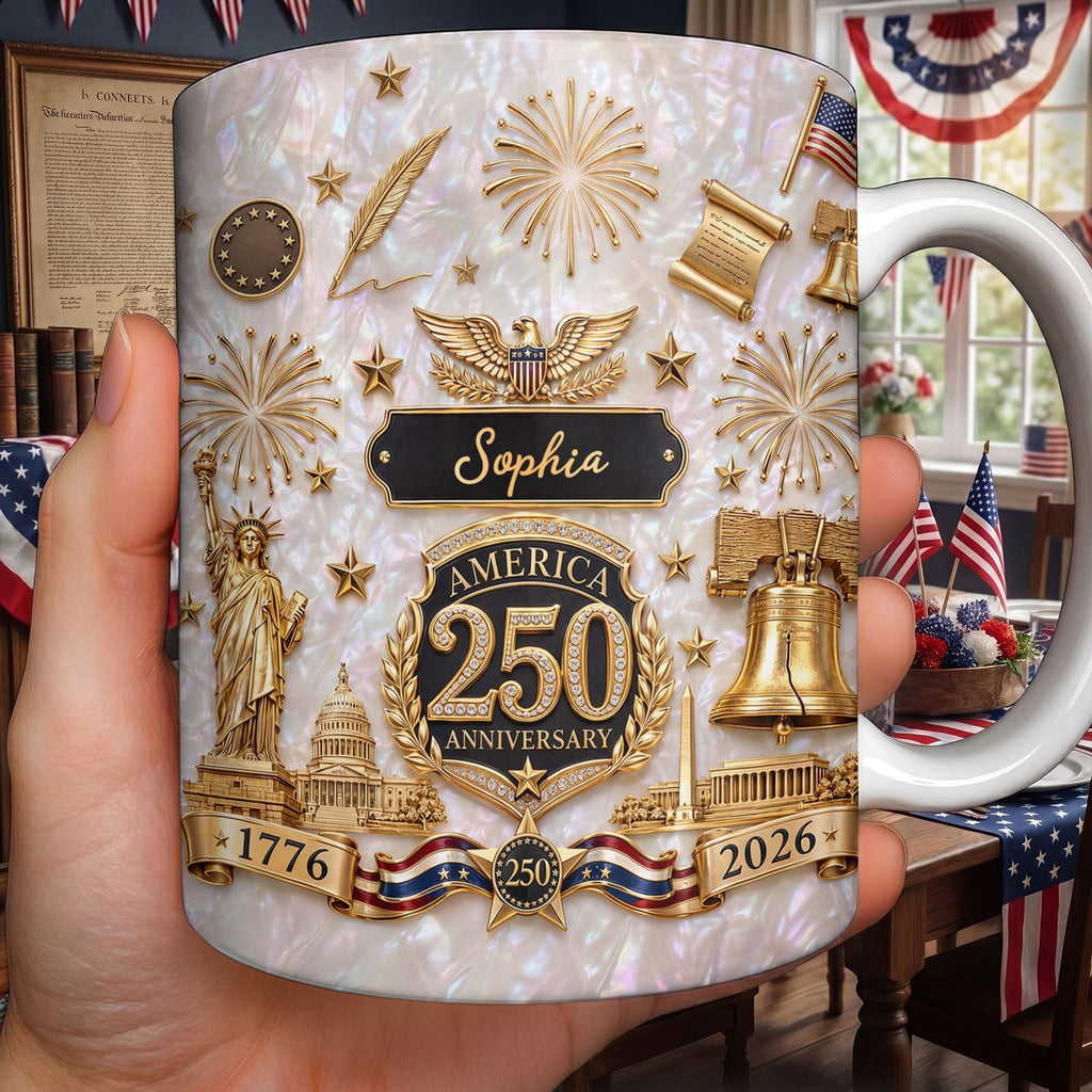 Personalized Custom America 250 Anniversary Coffee Mug Gift Edge-to-edge Mug GradoCreations
