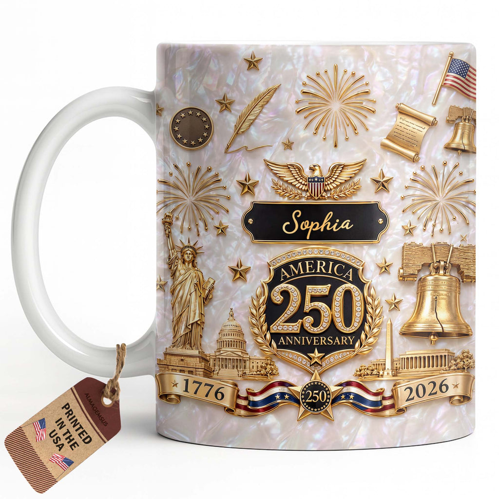 Personalized Custom America 250 Anniversary Coffee Mug Gift Edge-to-edge Mug GradoCreations