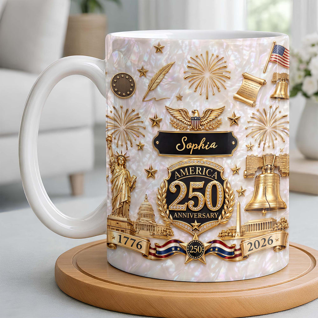 Personalized Custom America 250 Anniversary Coffee Mug Gift Edge-to-edge Mug GradoCreations