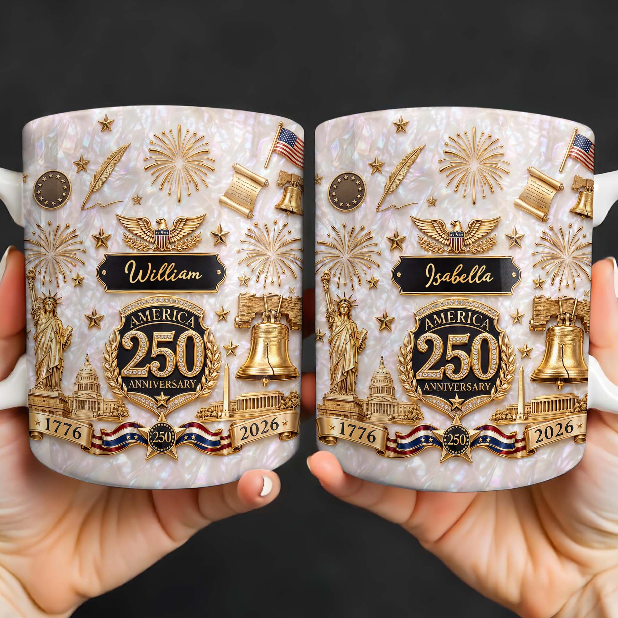 Personalized Custom America 250 Anniversary Coffee Mug Gift Edge-to-edge Mug GradoCreations