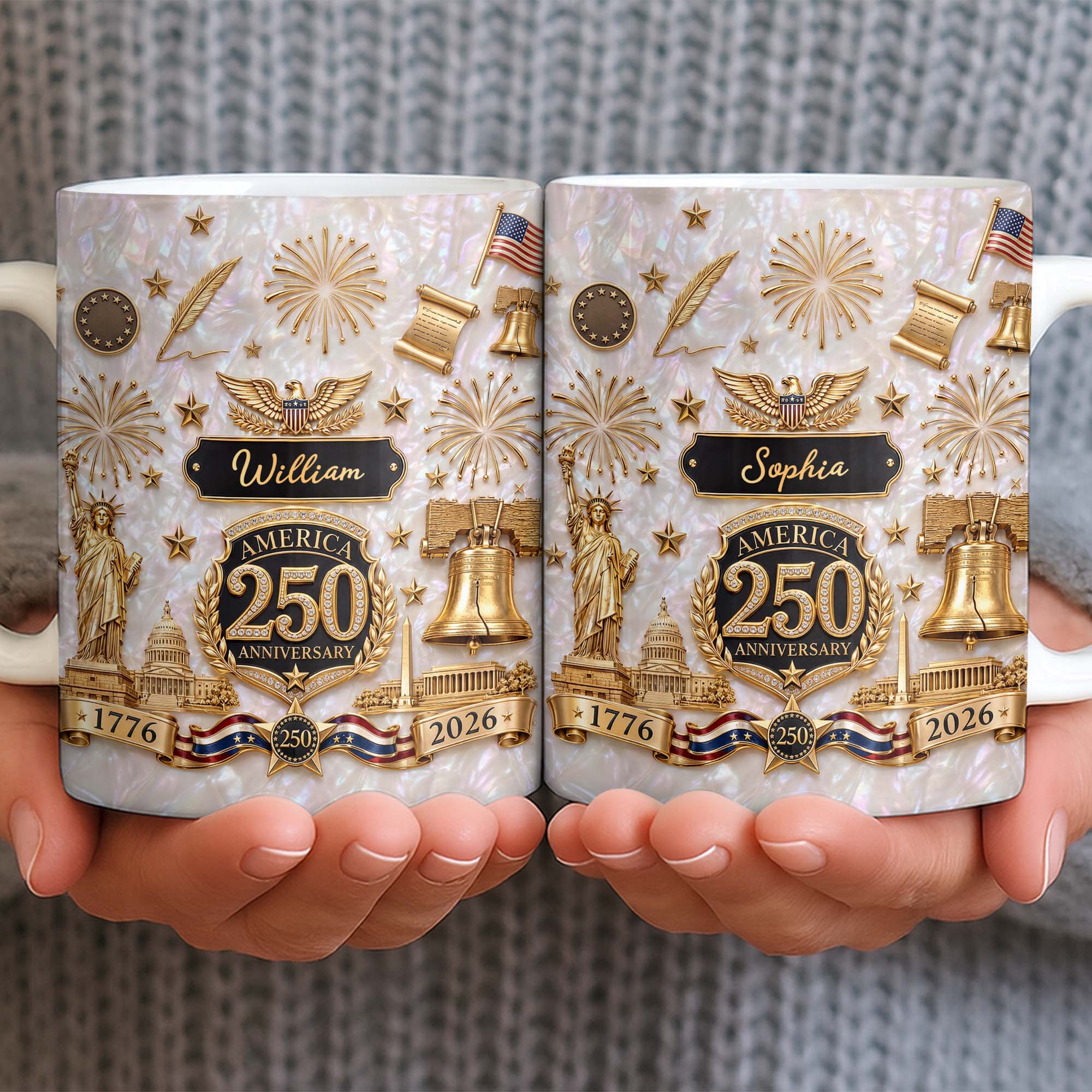 Personalized Custom America 250 Anniversary Coffee Mug Gift Edge-to-edge Mug GradoCreations
