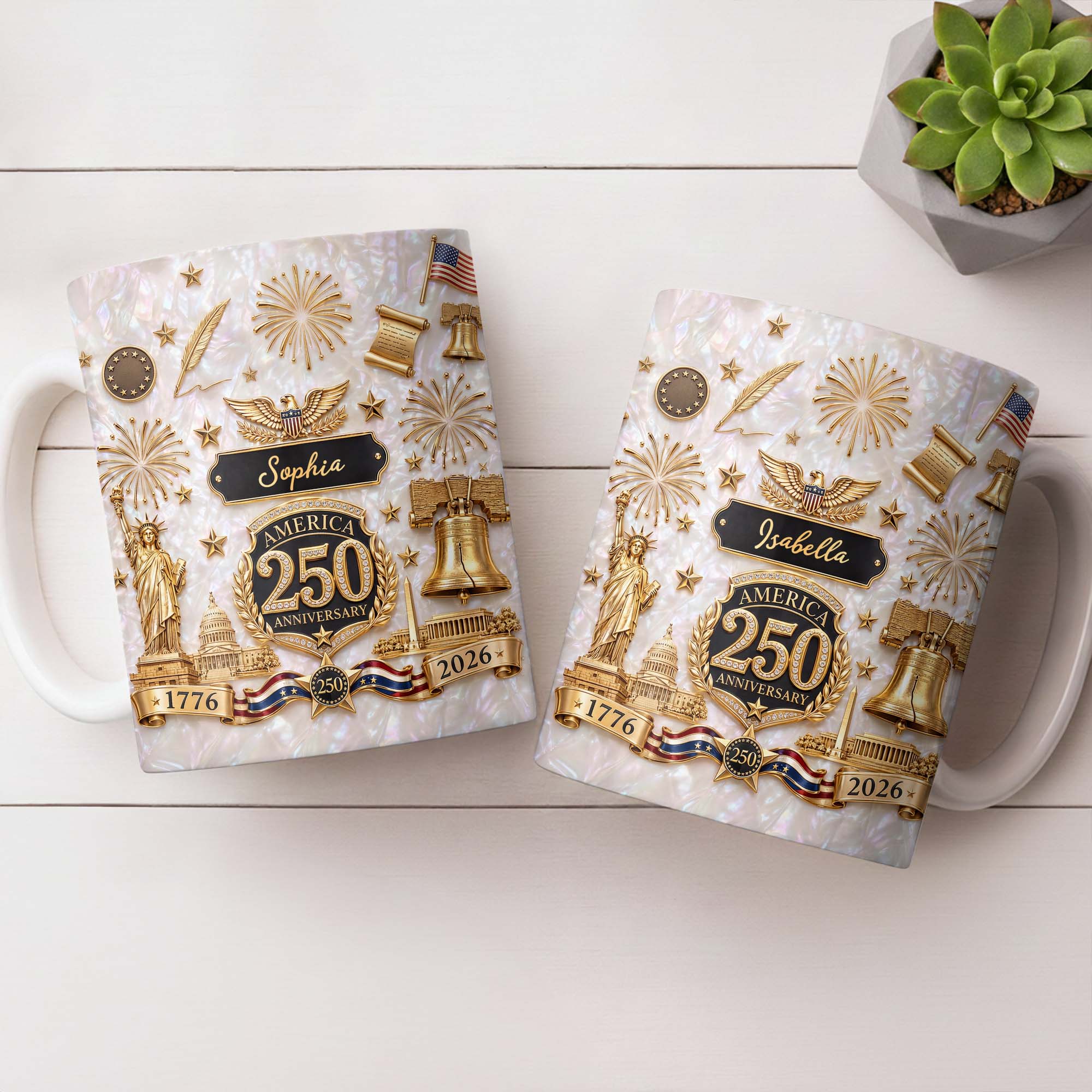 Personalized Custom America 250 Anniversary Coffee Mug Gift Edge-to-edge Mug GradoCreations