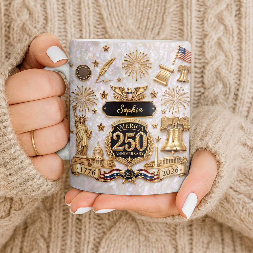 Personalized Custom America 250 Anniversary Coffee Mug Gift Edge-to-edge Mug GradoCreations