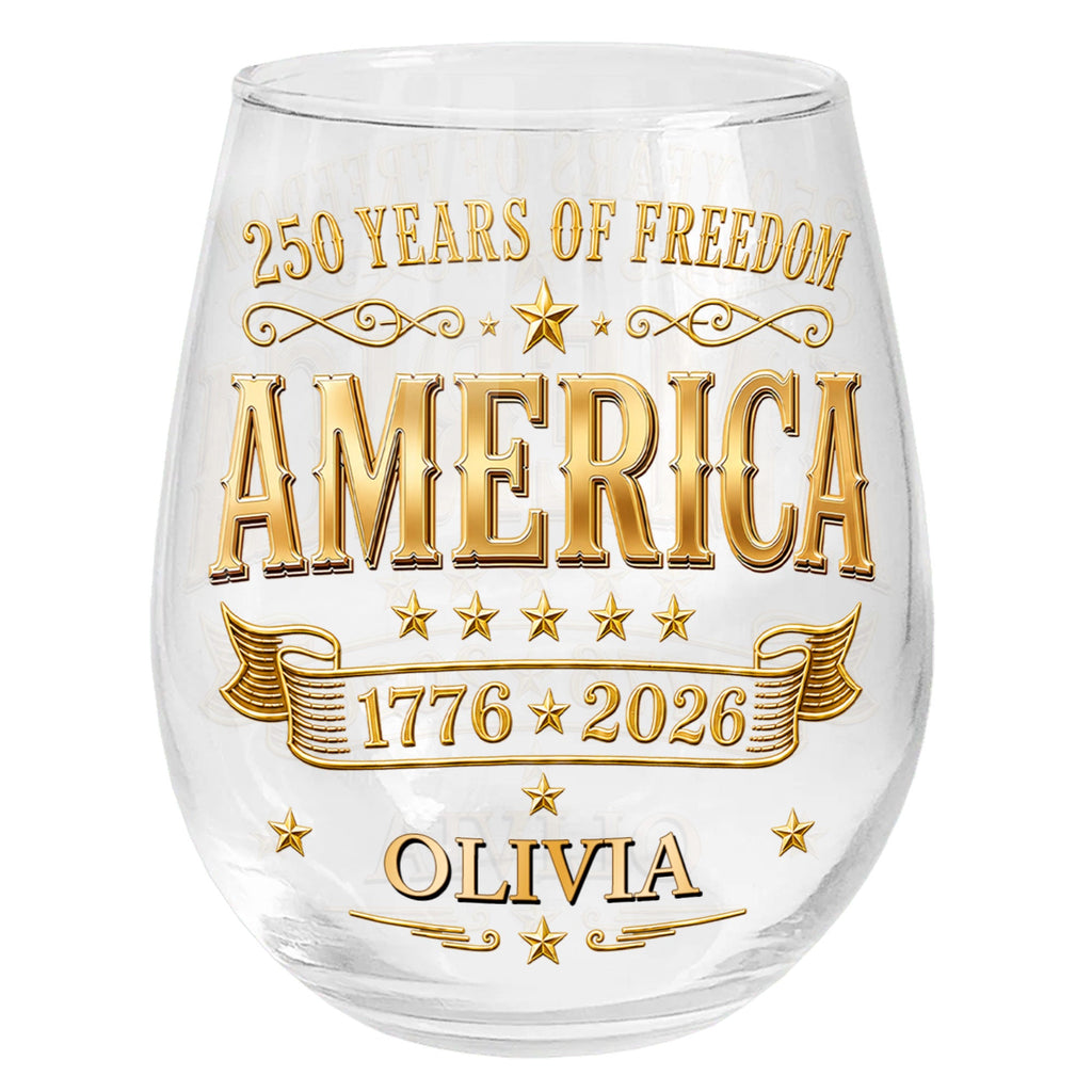 Personalized Stemless Wine Glass Custom Name Gift for 4th of July Wine Glasses GradoCreations