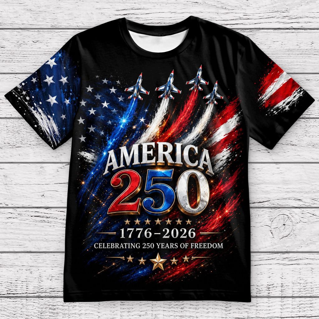 Personalized Independence Day T-Shirt Custom Name 250th Anniversary Gift