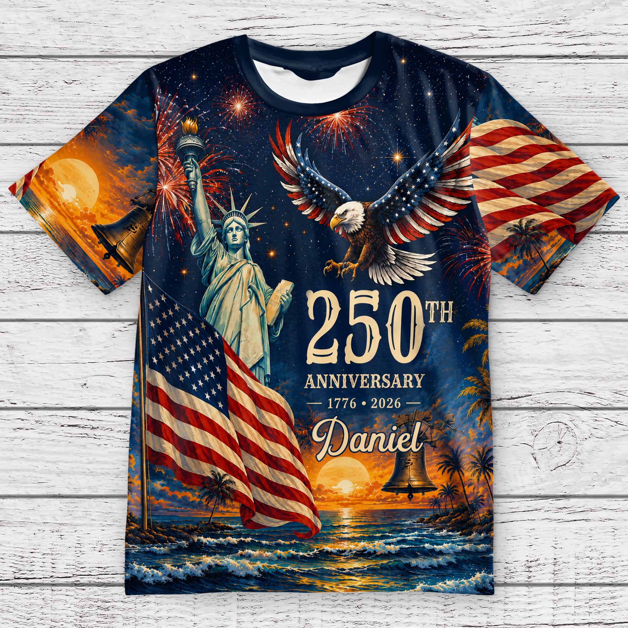 Personalized 250th Anniversary Eagle Shirt Custom Name Gift Apparel GradoCreations