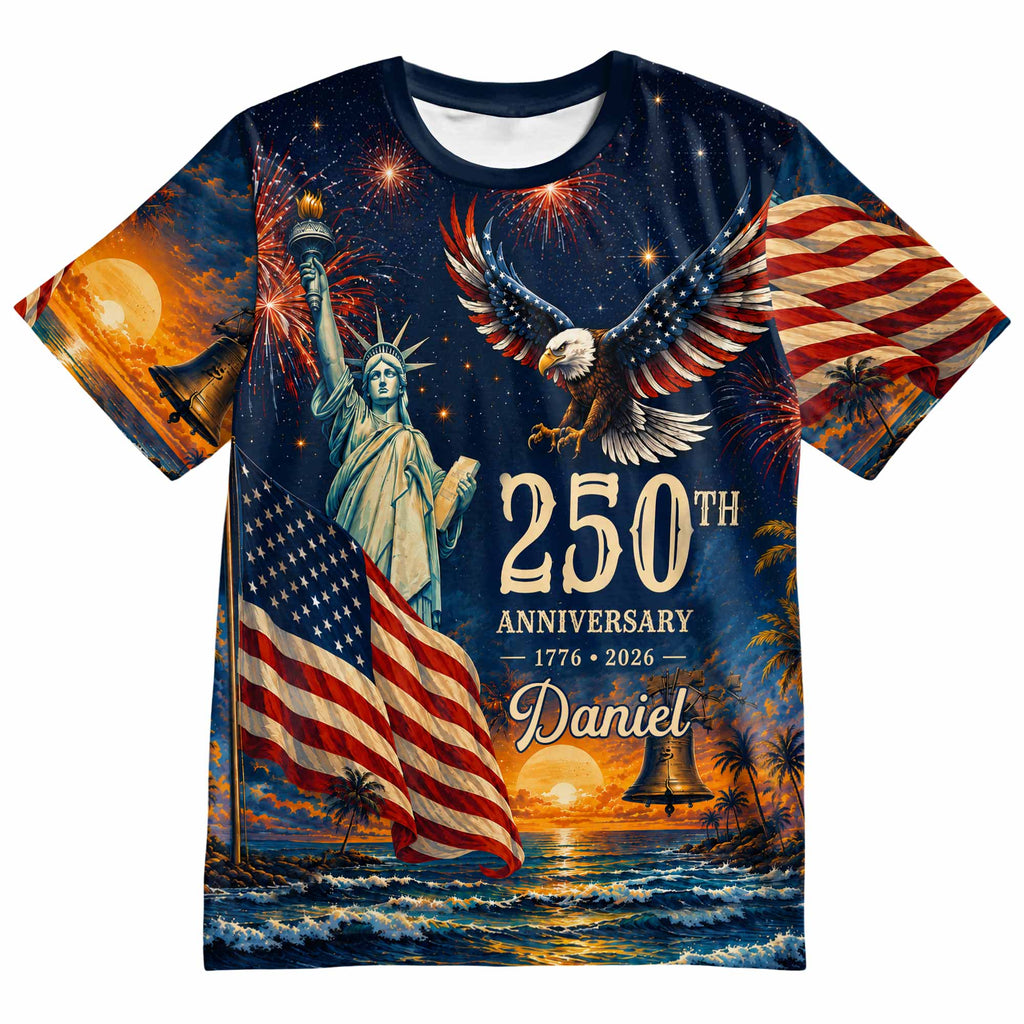 Personalized 250th Anniversary Eagle Shirt Custom Name Gift Apparel GradoCreations