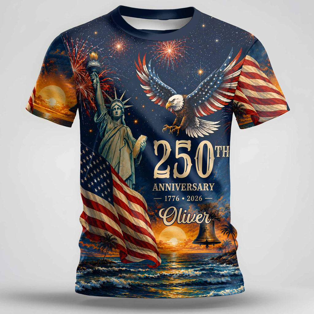 Personalized 250th Anniversary Eagle Shirt Custom Name Gift Apparel GradoCreations