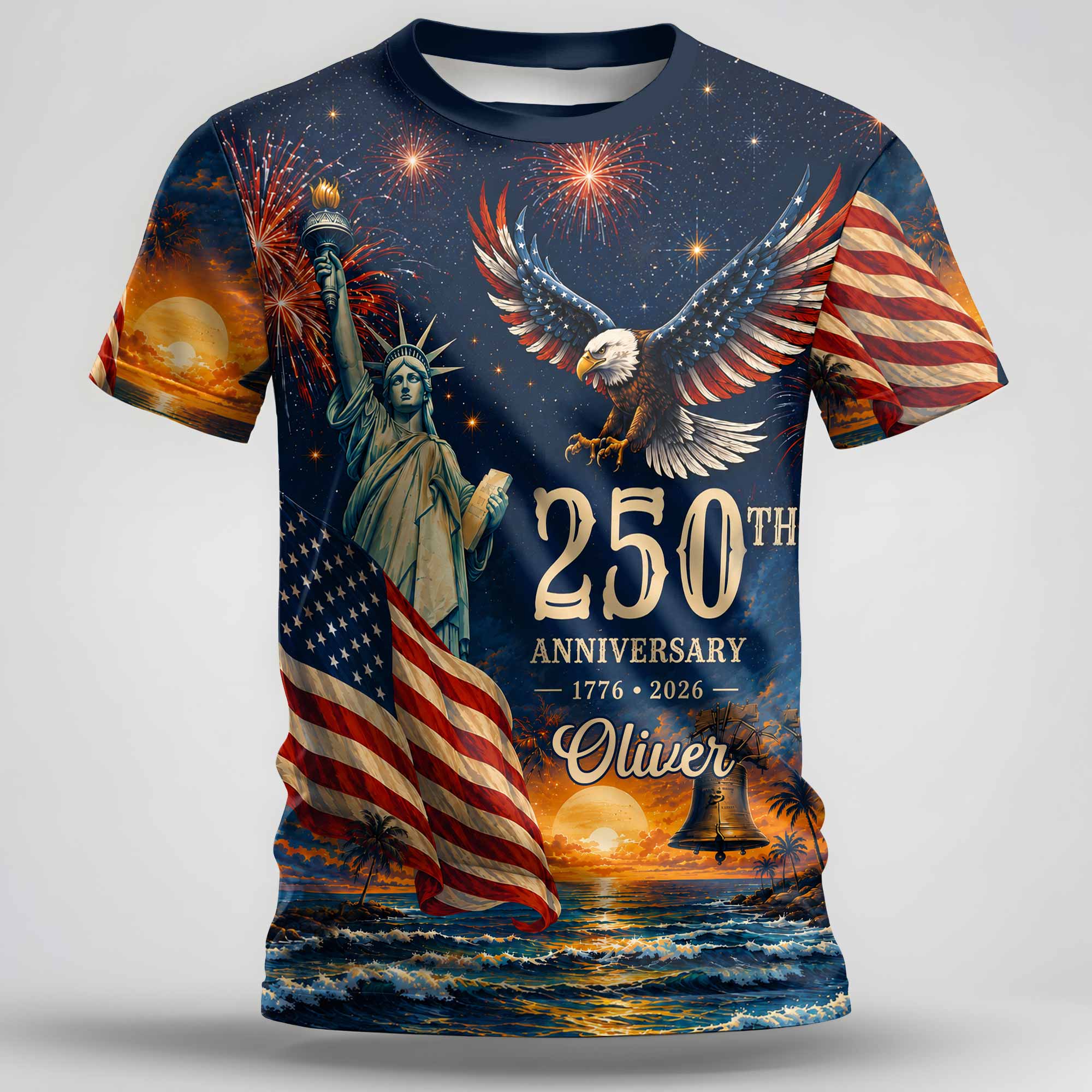Personalized 250th Anniversary Eagle Shirt Custom Name Gift Apparel GradoCreations