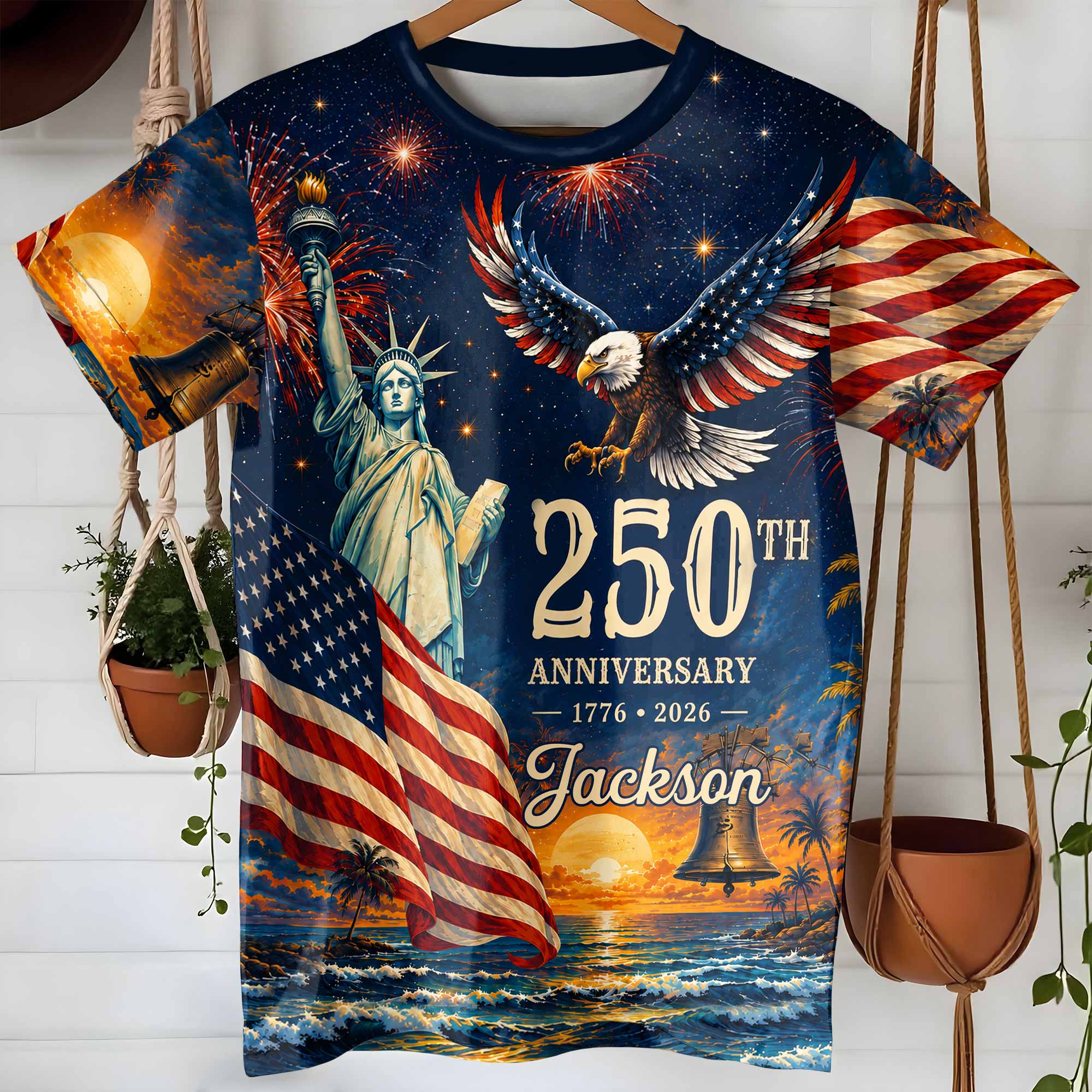 Personalized 250th Anniversary Eagle Shirt Custom Name Gift Apparel GradoCreations