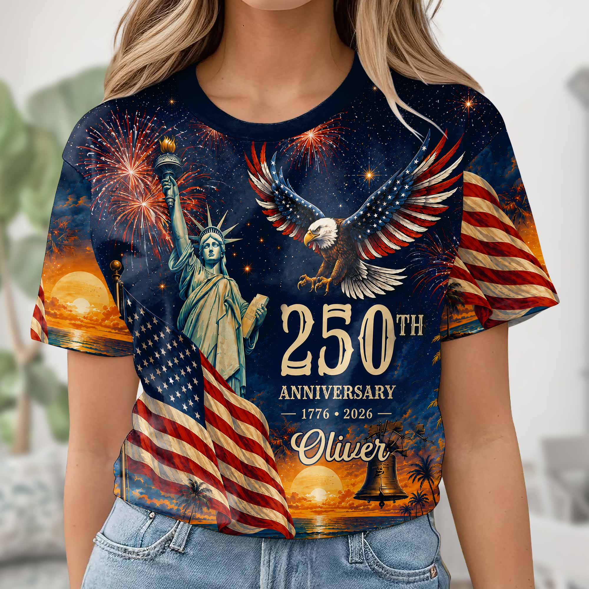 Personalized 250th Anniversary Eagle Shirt Custom Name Gift Apparel GradoCreations