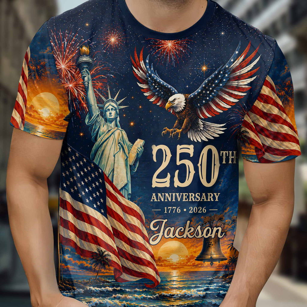 Personalized 250th Anniversary Eagle Shirt Custom Name Gift Apparel GradoCreations