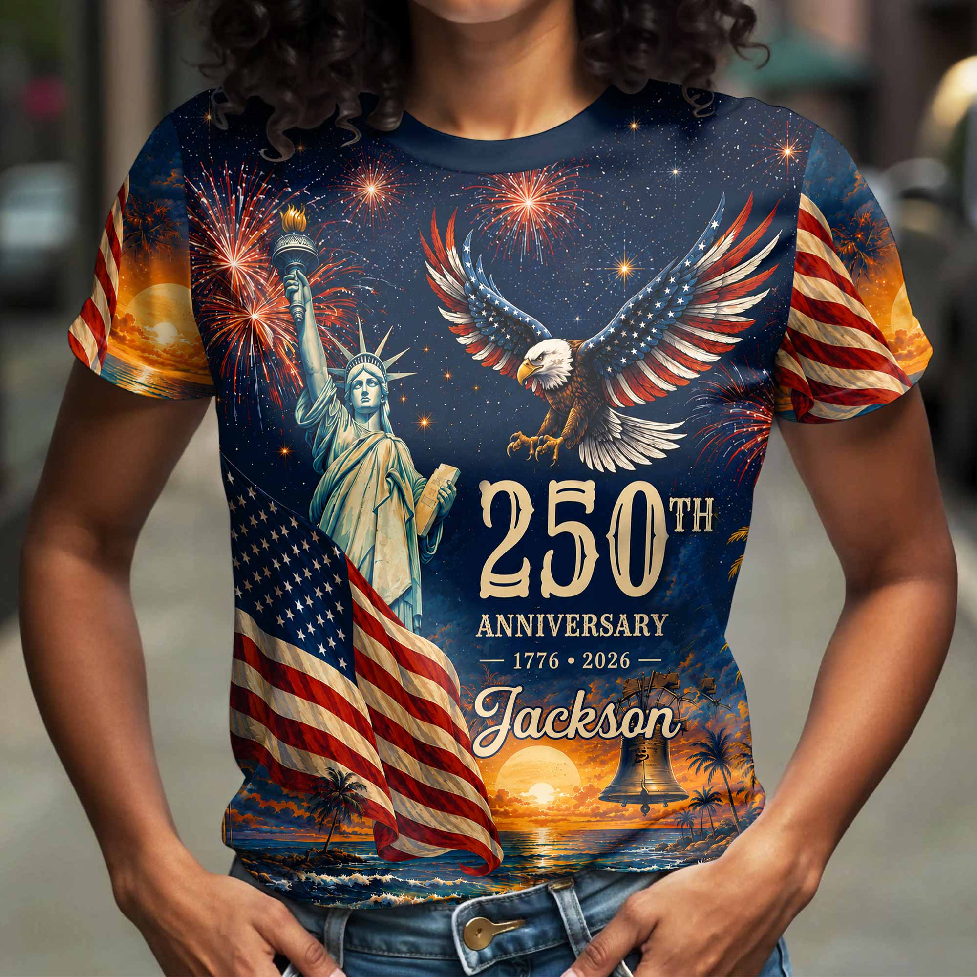 Personalized 250th Anniversary Eagle Shirt Custom Name Gift Apparel GradoCreations