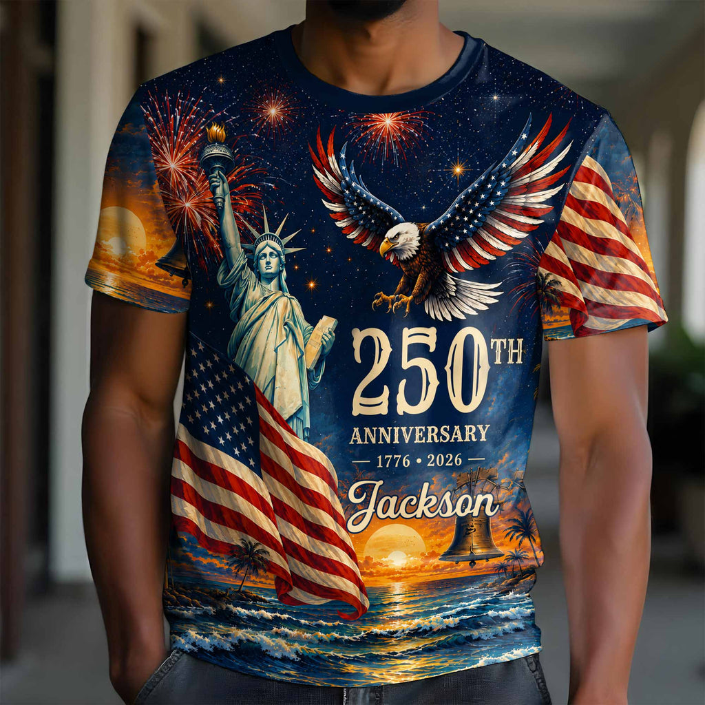 Personalized 250th Anniversary Eagle Shirt Custom Name Gift Apparel GradoCreations