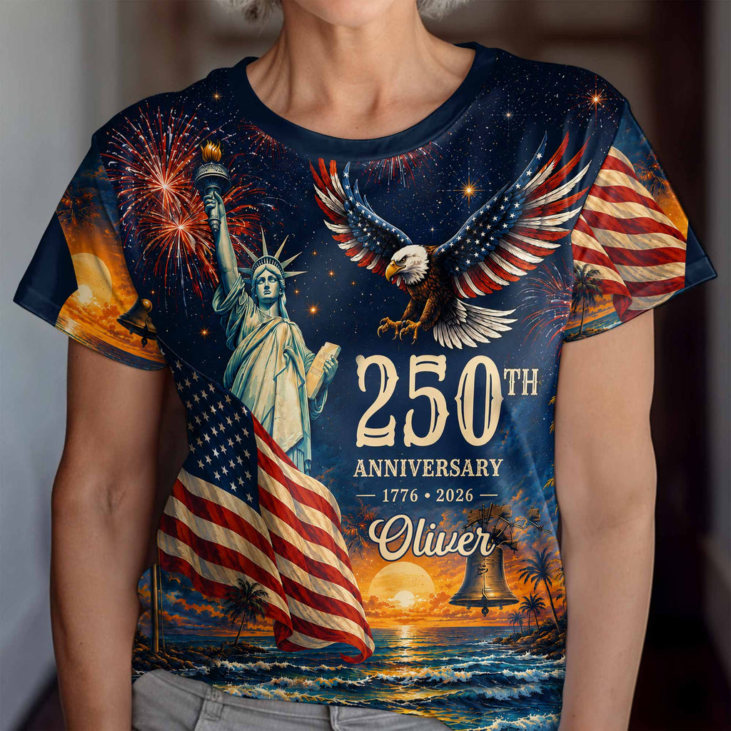 Personalized 250th Anniversary Eagle Shirt Custom Name Gift Apparel GradoCreations
