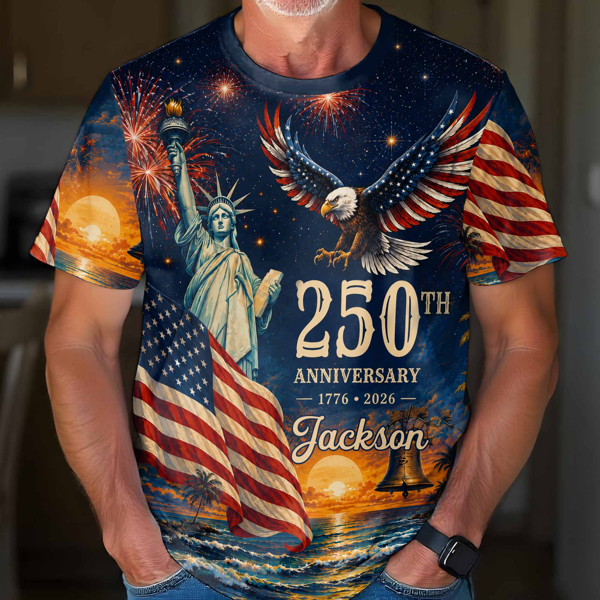 Personalized 250th Anniversary Eagle Shirt Custom Name Gift Apparel GradoCreations