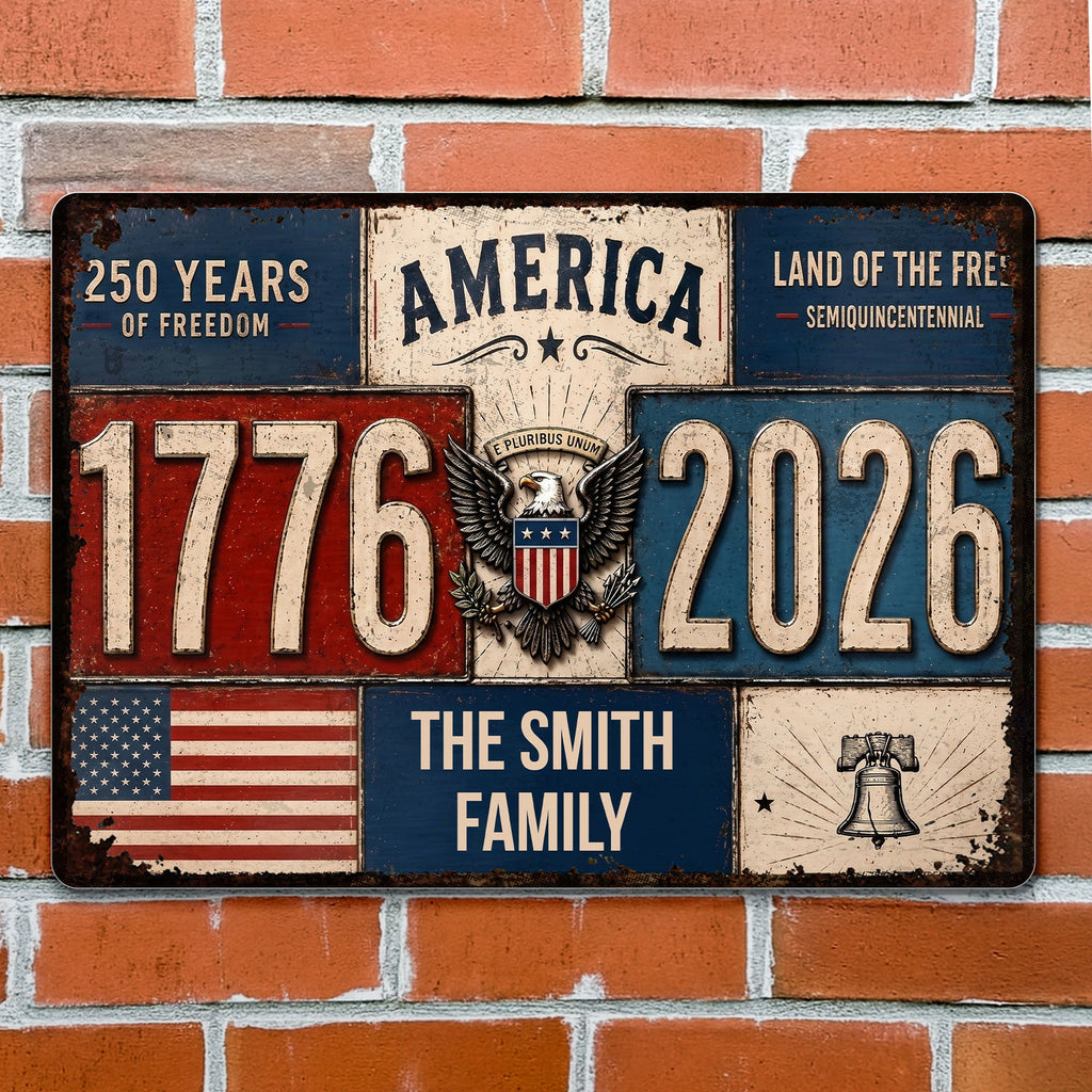 Personalized Metal Sign American Flag Custom Family Name Gift Metal Sign GradoCreations
