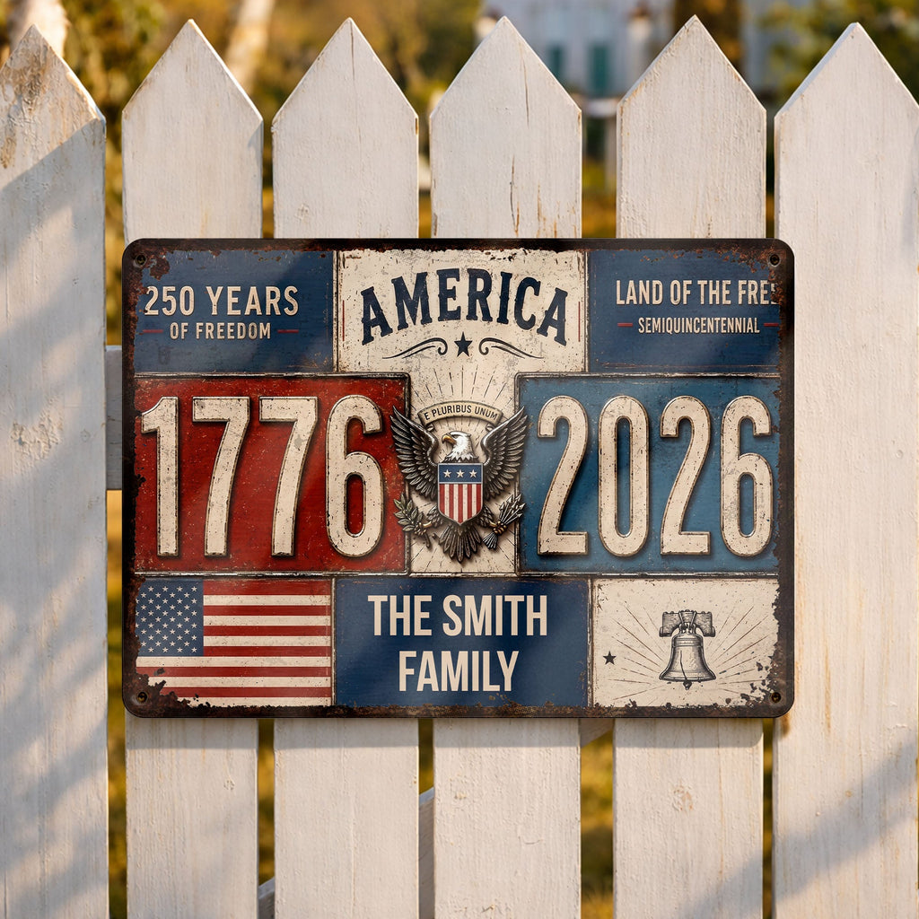 Personalized Metal Sign American Flag Custom Family Name Gift Metal Sign GradoCreations