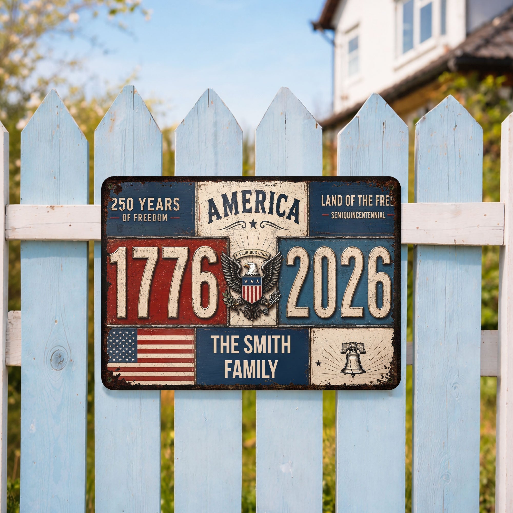 Personalized Metal Sign American Flag Custom Family Name Gift Metal Sign GradoCreations