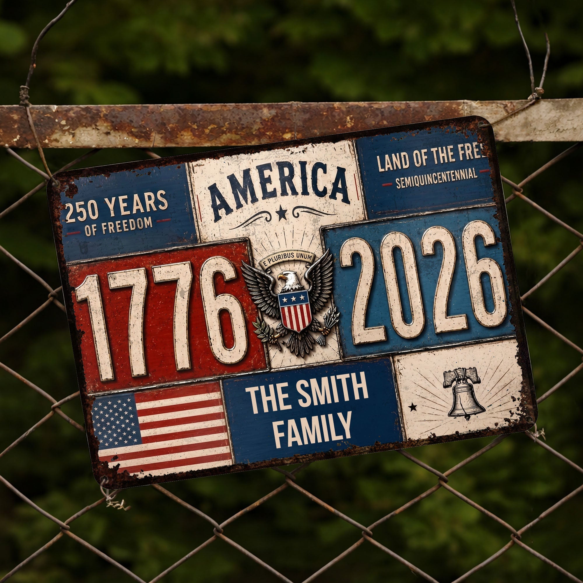 Personalized Metal Sign American Flag Custom Family Name Gift Metal Sign GradoCreations